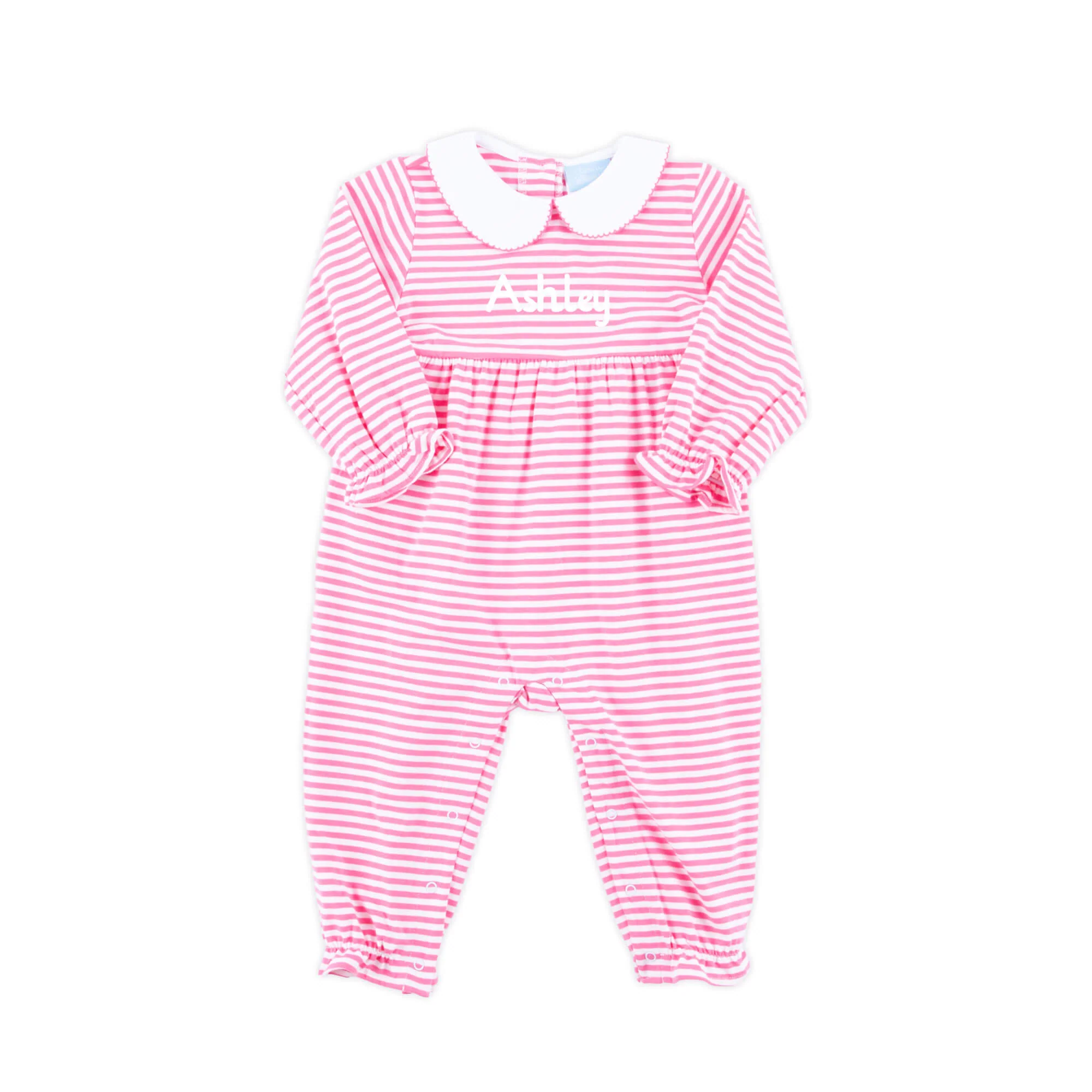 Hot Pink Stripe Ruffle Romper - Image 2