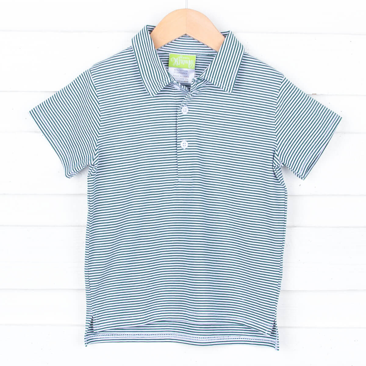 Hunter Green Stripe Polo - Image 2