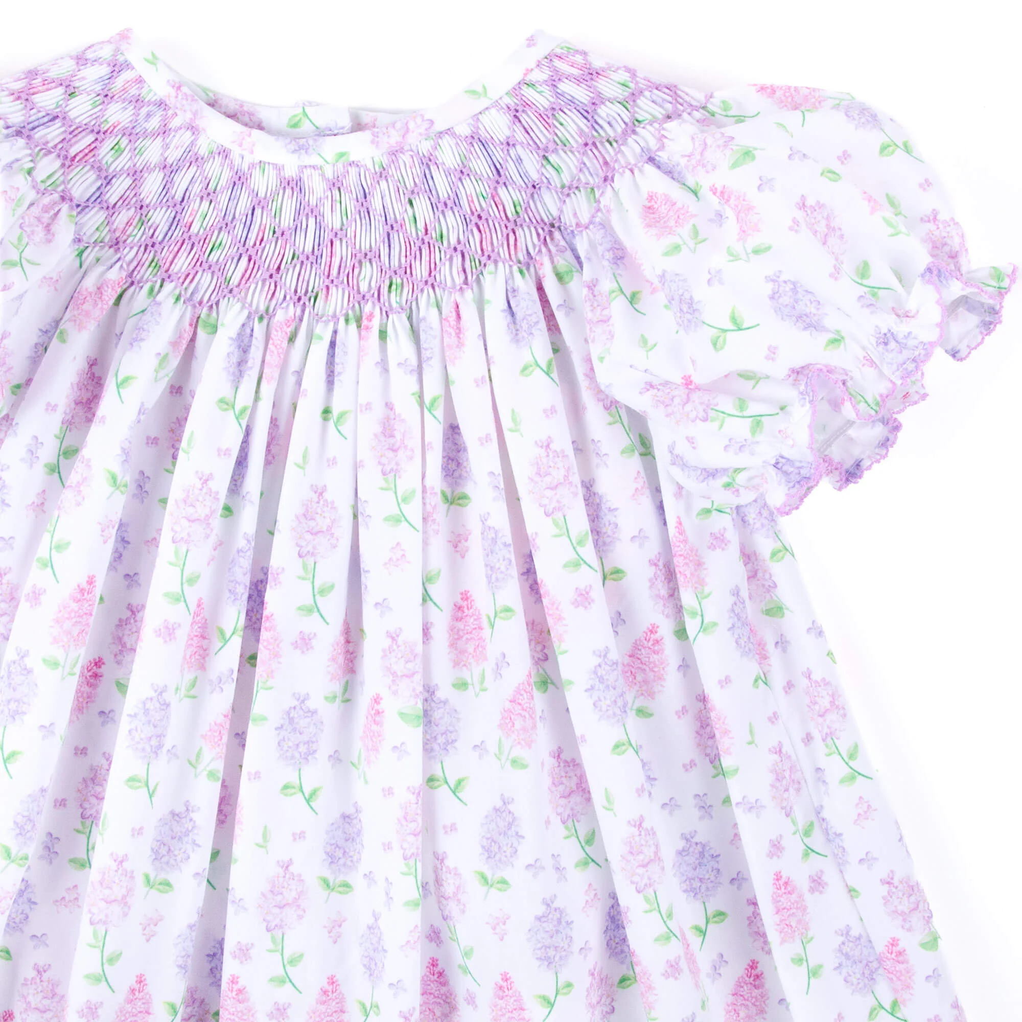 Hydrangea Floral Lavender Smocked Bubble - Image 2