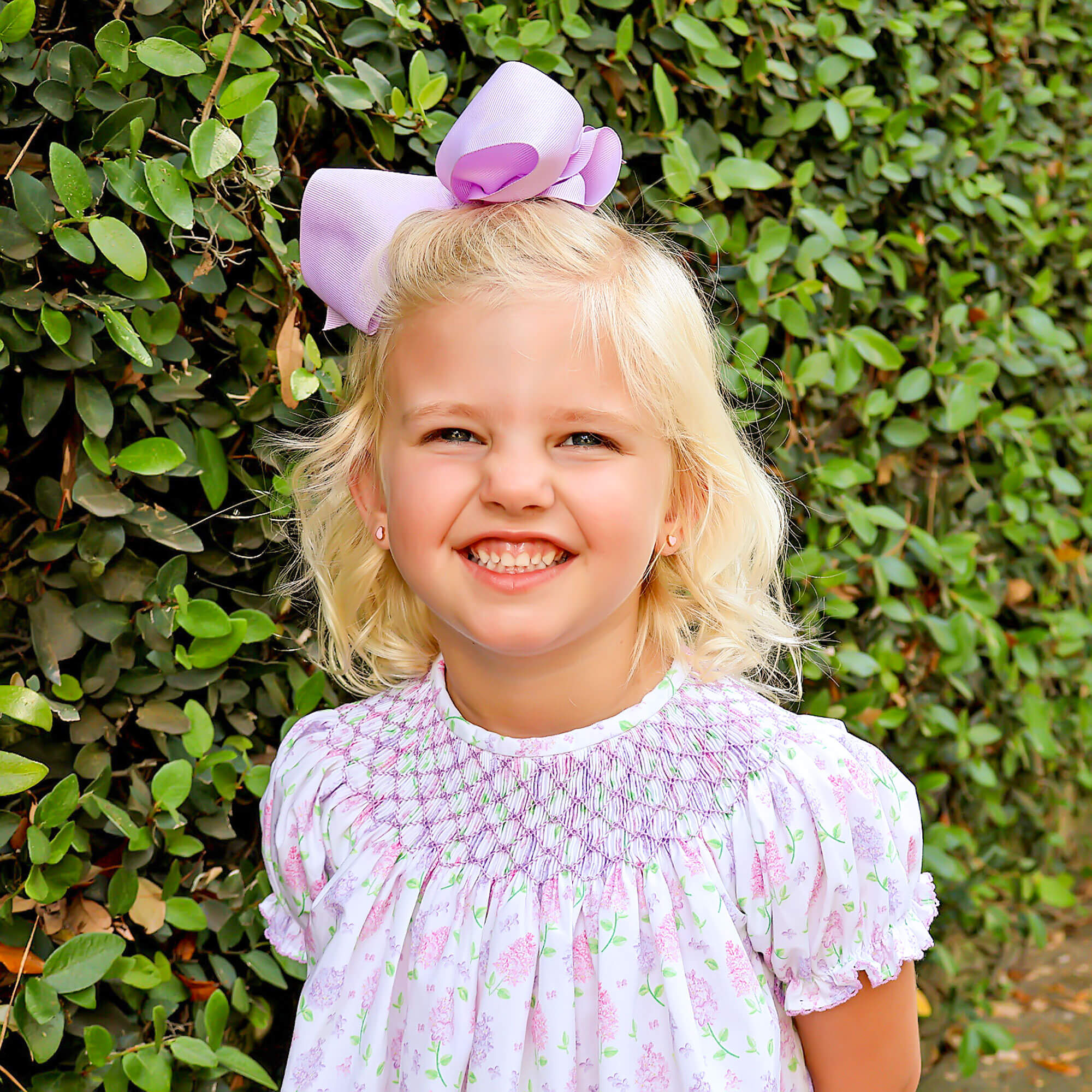 Hydrangea Floral Lavender Smocked Bishop Dress - Image 2