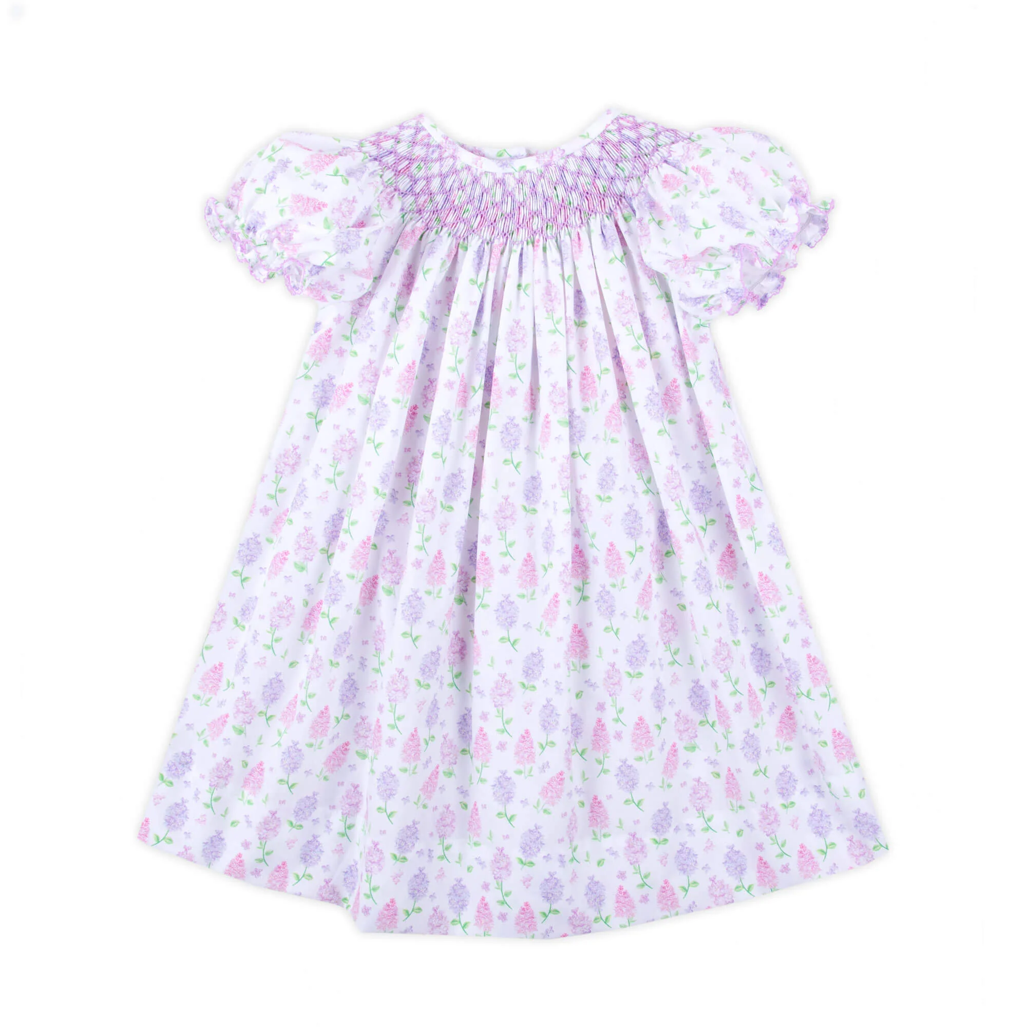 Hydrangea Floral Lavender Smocked Bishop Dress - Image 3