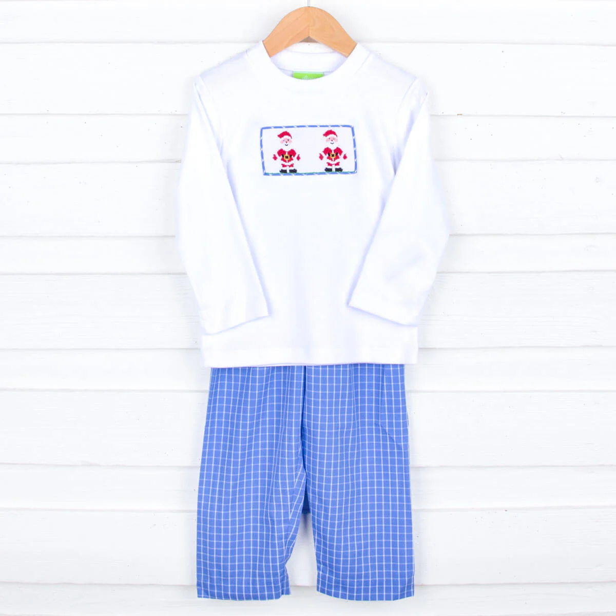 I Believe In Santa Blue Smocked Pant Set - Image 2