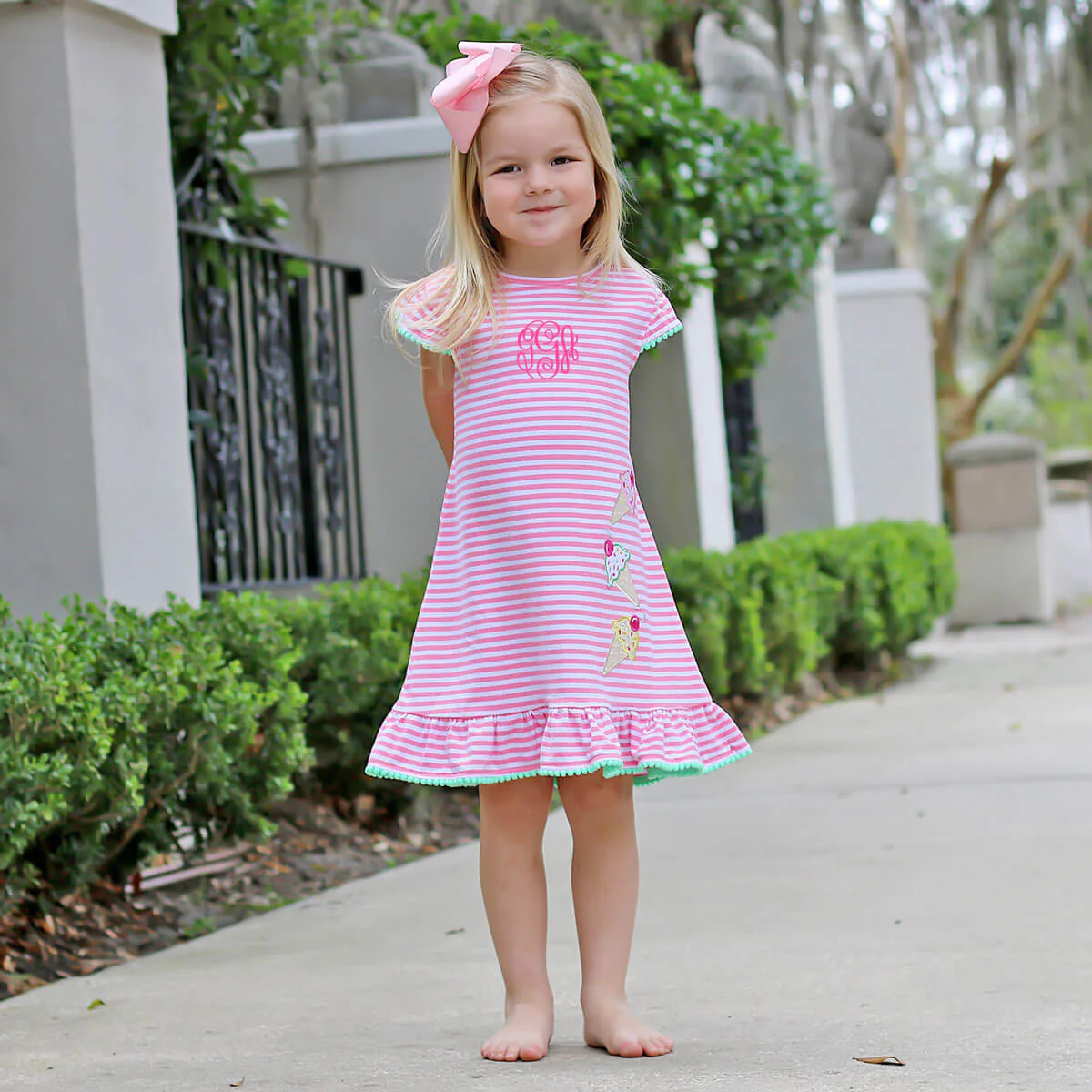 Ice Cream Cone Pink Stripe Milly Dress - Image 4