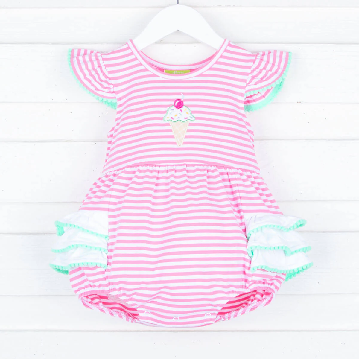 Ice Cream Cone Pink Stripe Ruffle Bubble - Image 2