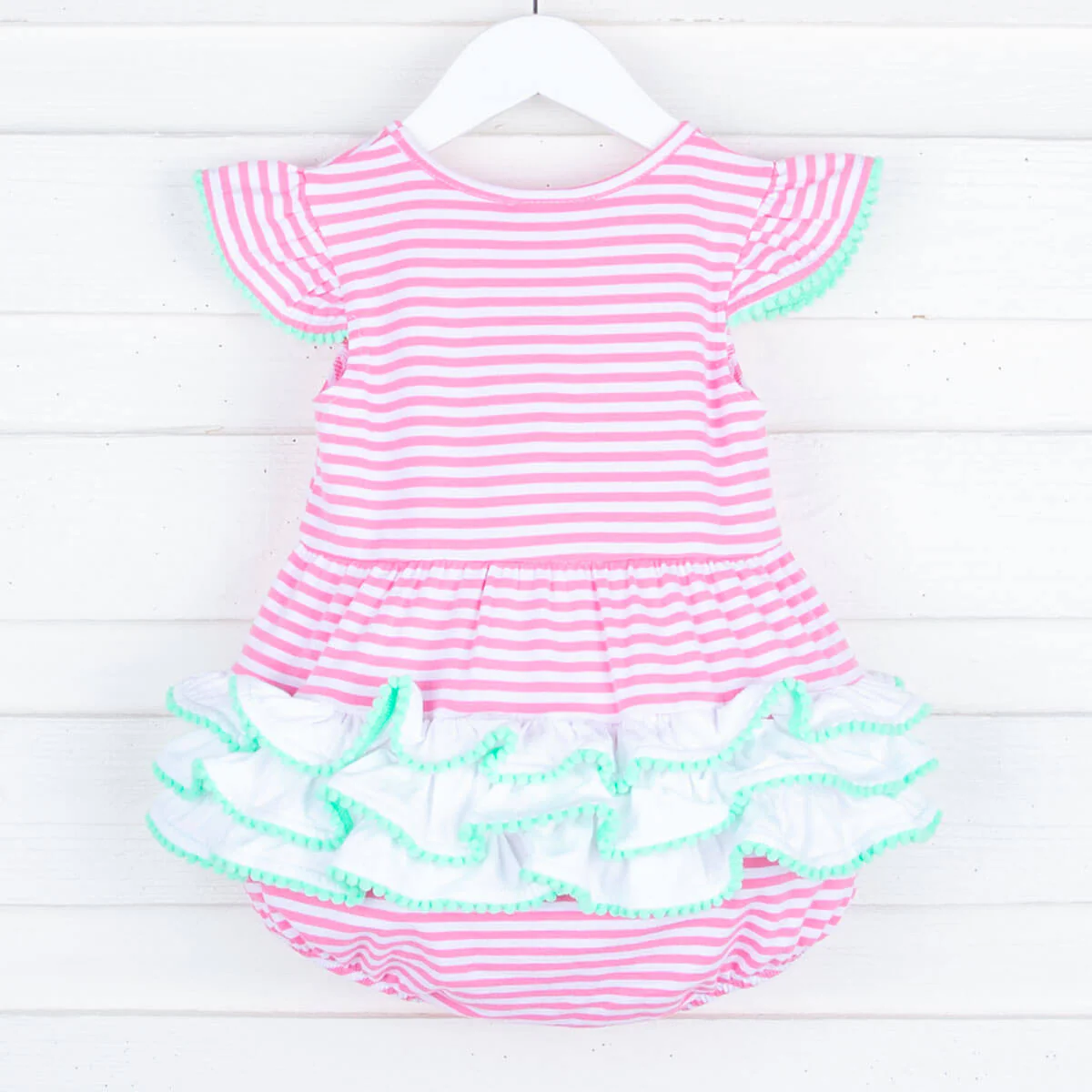 Ice Cream Cone Pink Stripe Ruffle Bubble - Image 3
