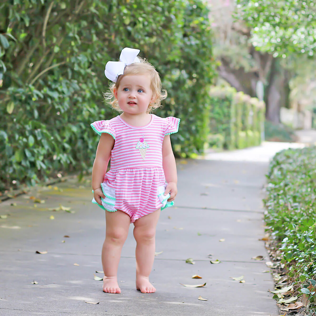 Ice Cream Cone Pink Stripe Ruffle Bubble - Image 4