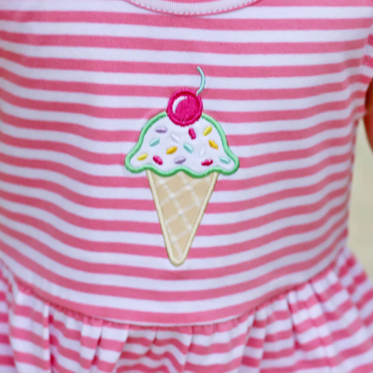 Ice Cream Cone Pink Stripe Ruffle Bubble - Image 9