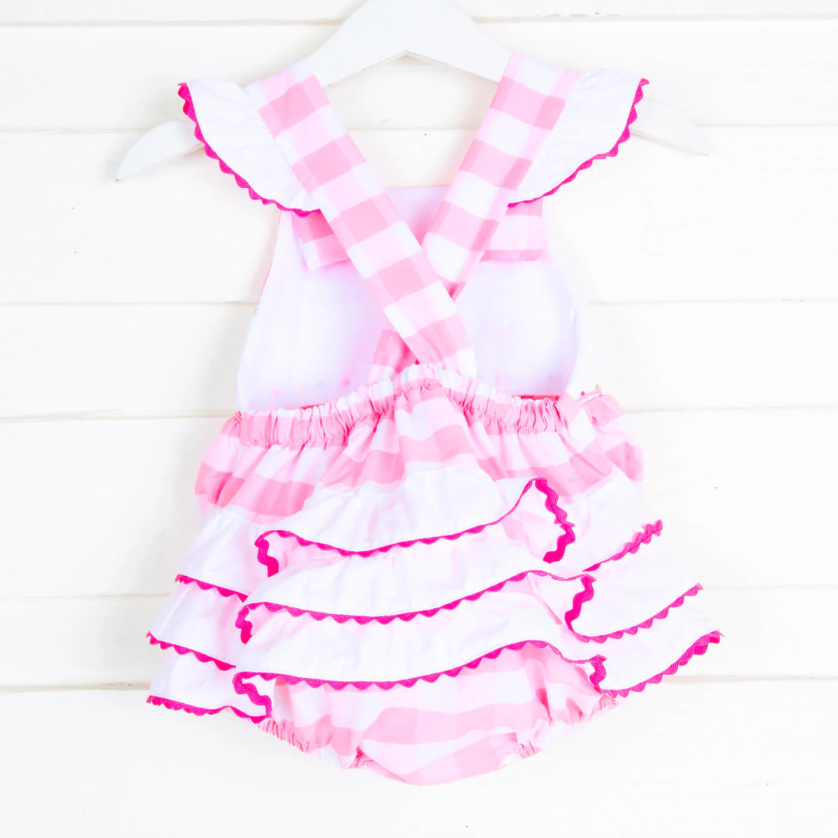 Ice Cream Smocked Pink Check Leah Bubble - Image 2