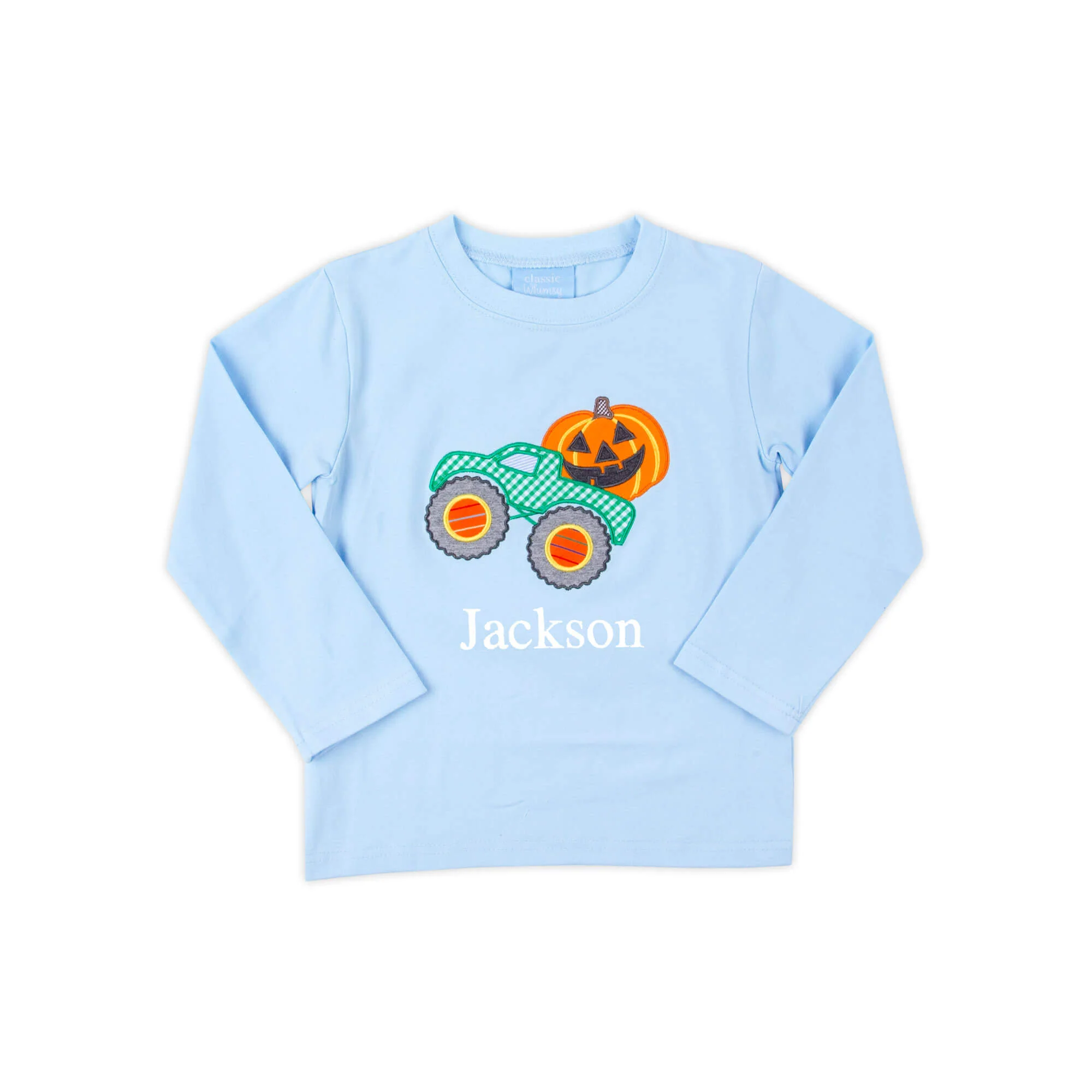 Jack O' Lantern Truck Light Blue Long Sleeve Shirt