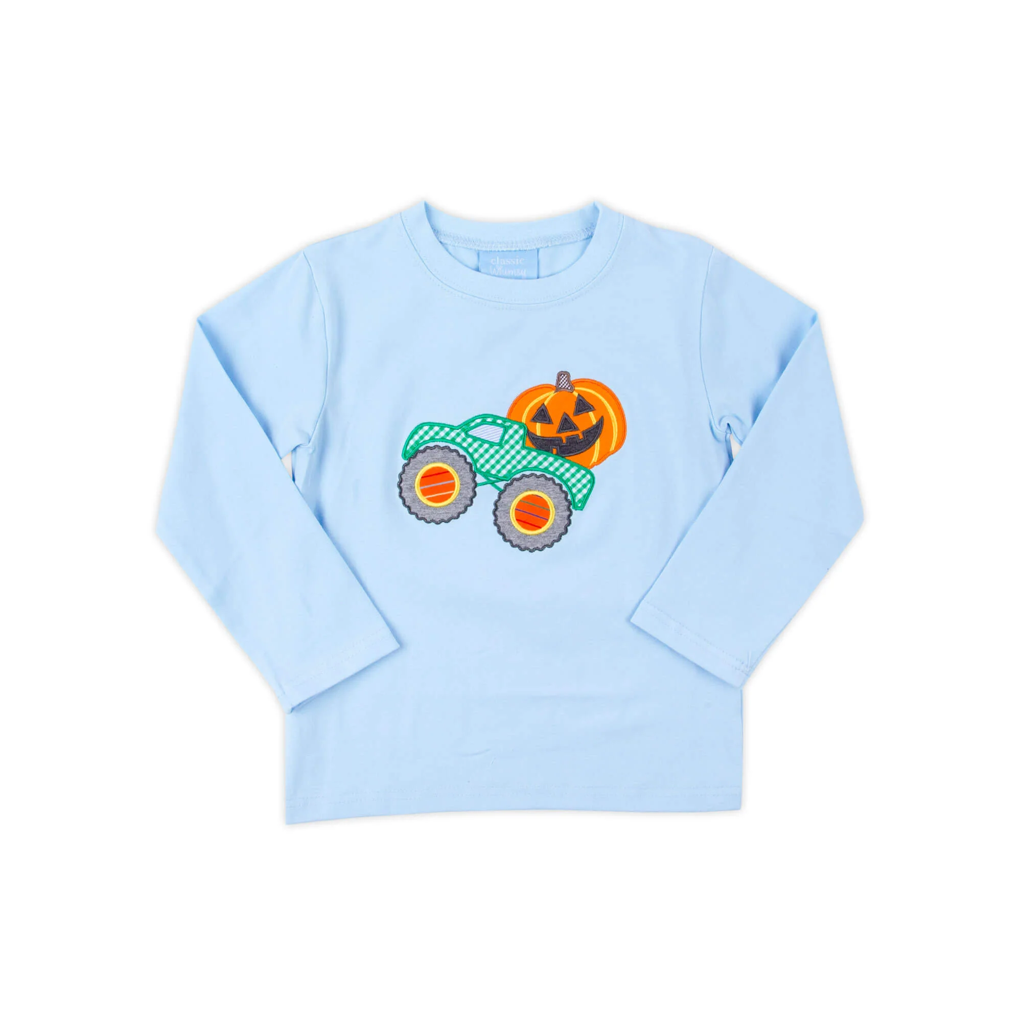 Jack O' Lantern Truck Light Blue Long Sleeve Shirt - Image 2