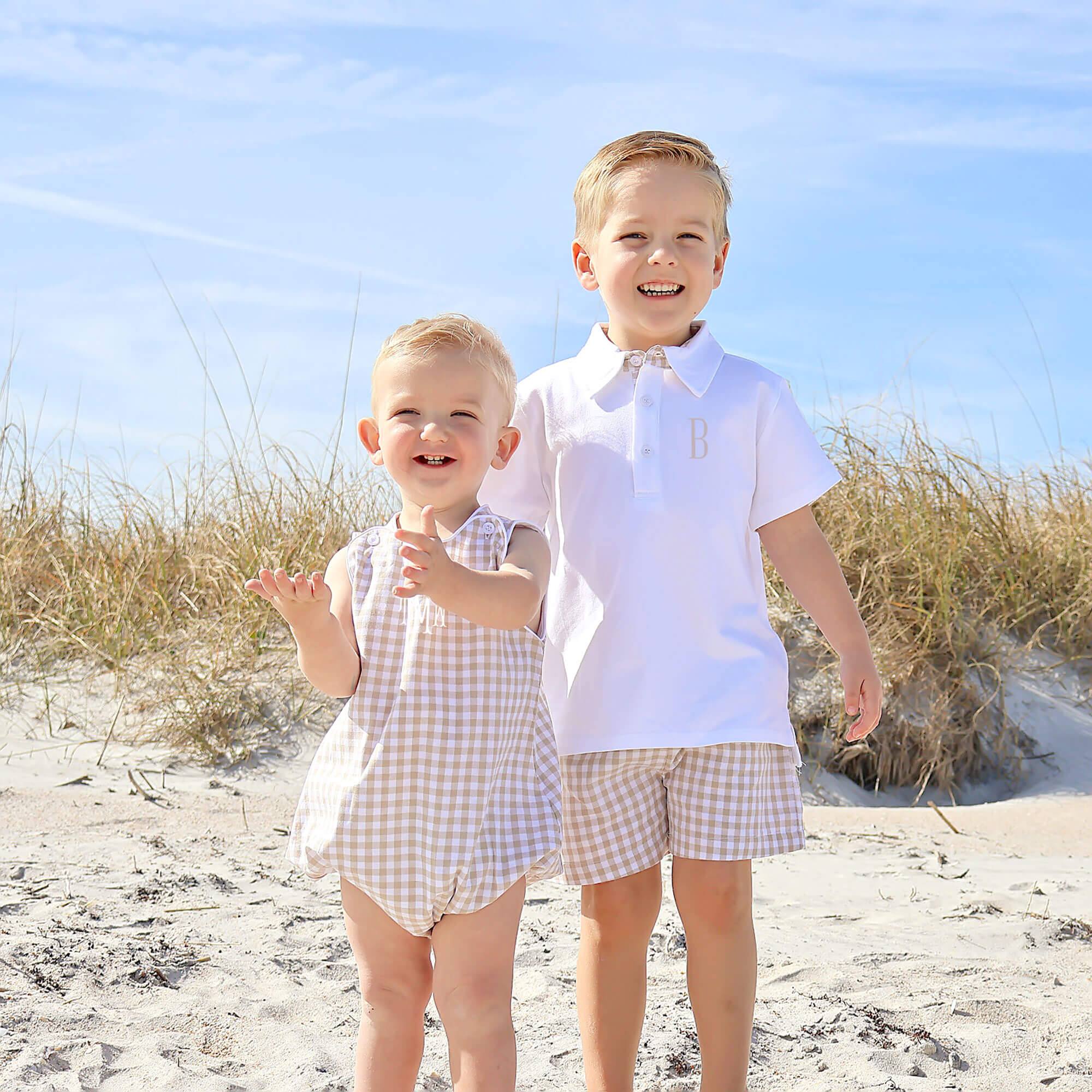 Khaki Gingham Boy Sun Bubble - Image 3