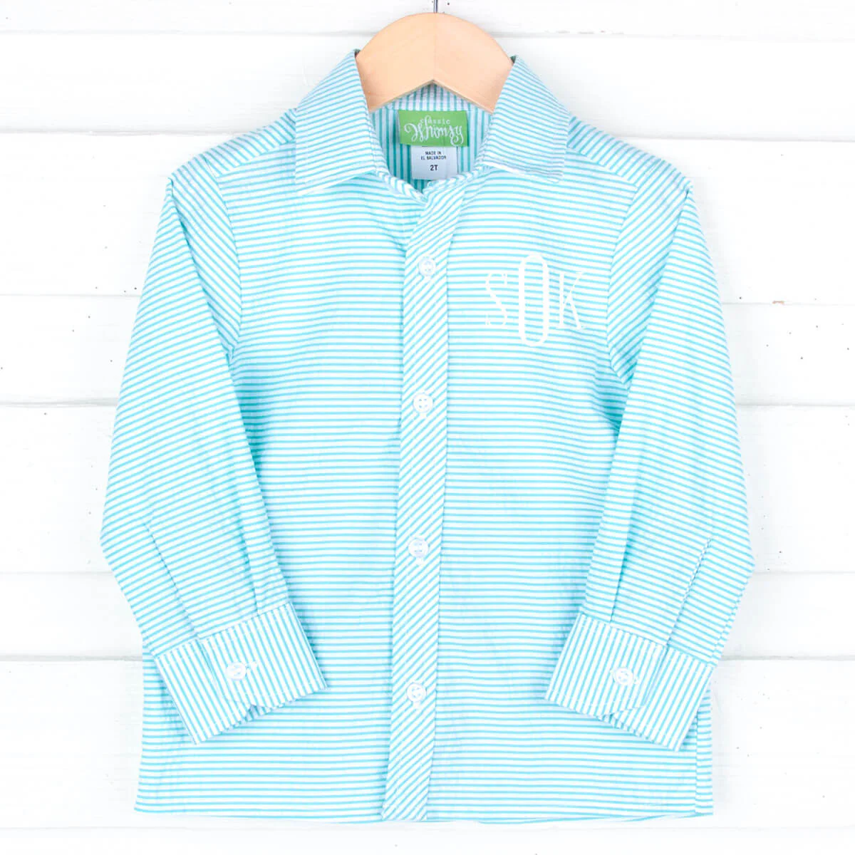 Green Seersucker Stripe Button Down Shirt - Image 2