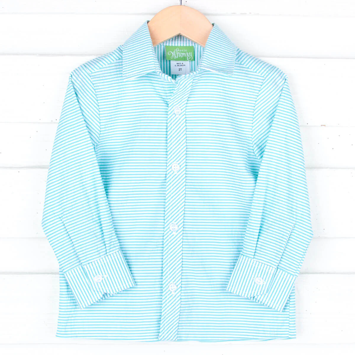 Green Seersucker Stripe Button Down Shirt - Image 8