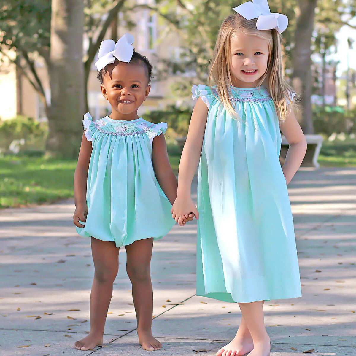 Lamb Smocked Bubble Mint Gingham - Image 6