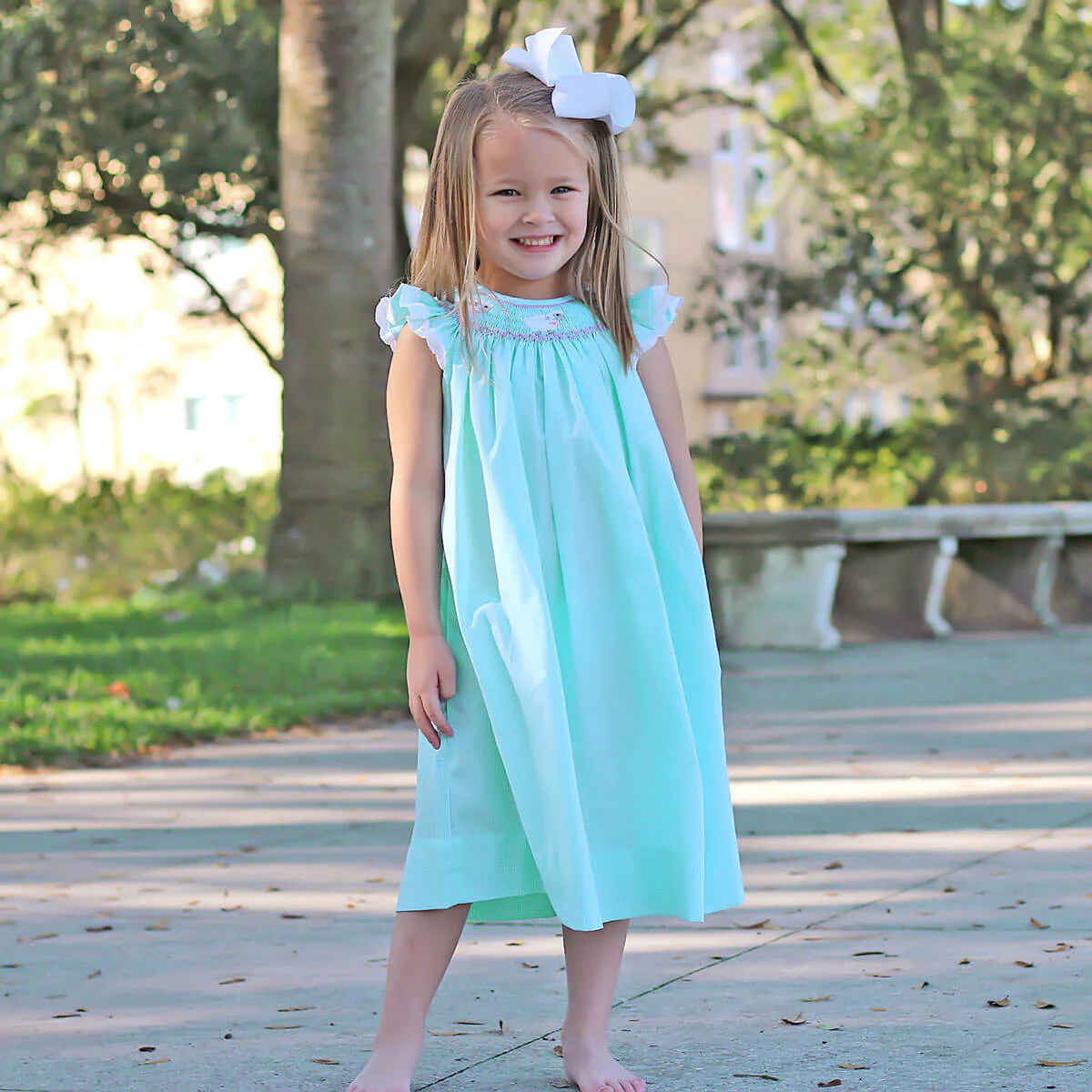 Lamb Smocked Mint Gingham Dress - Image 4