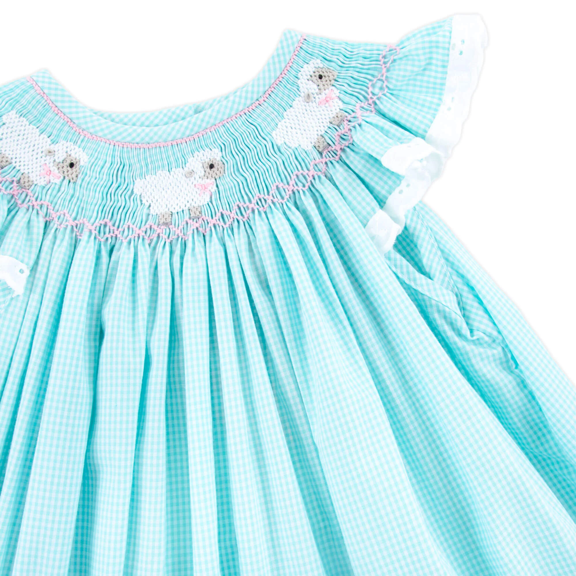 Lamb Smocked Mint Gingham Dress - Image 5