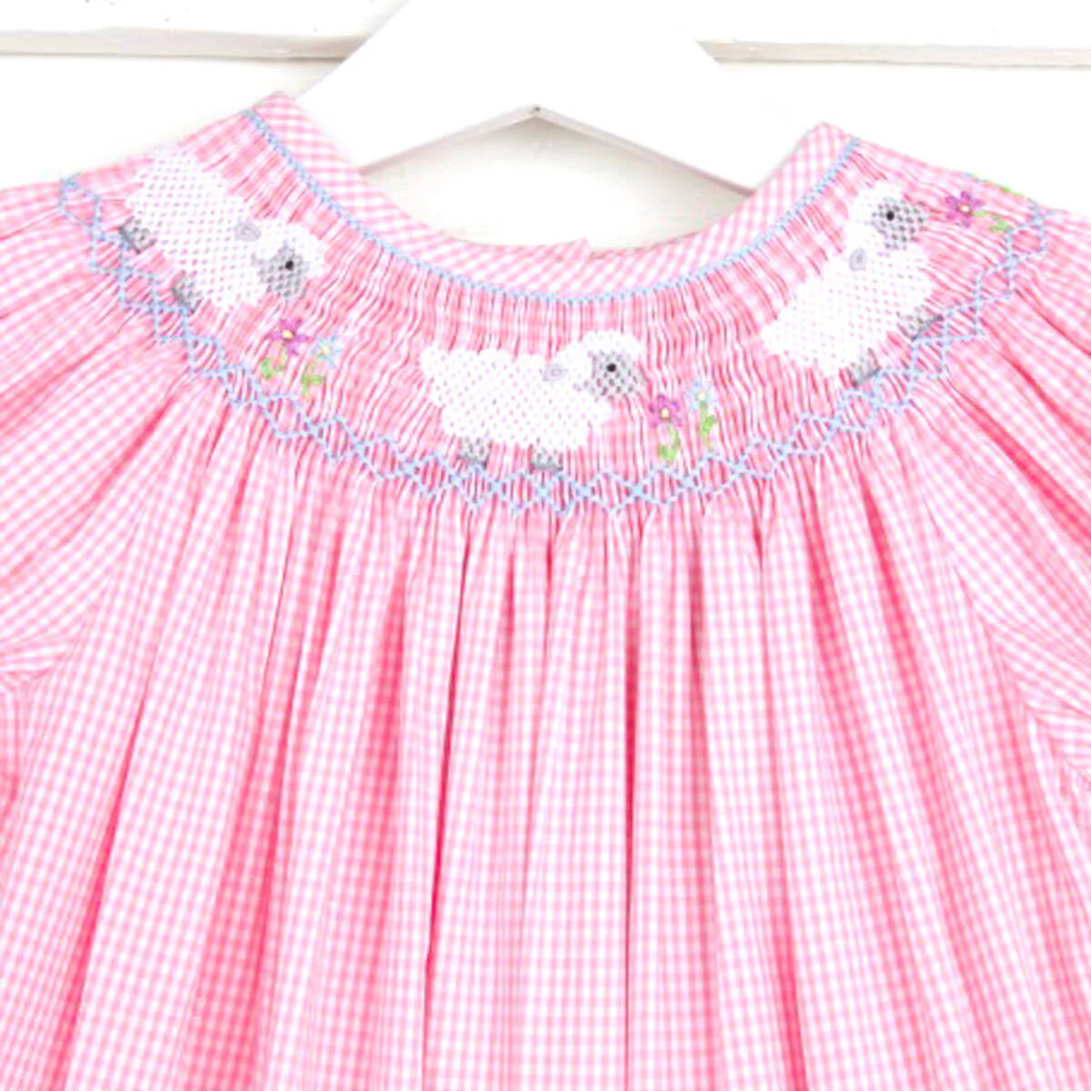 Lamb Smocked Pink Gingham Bishop - Image 2