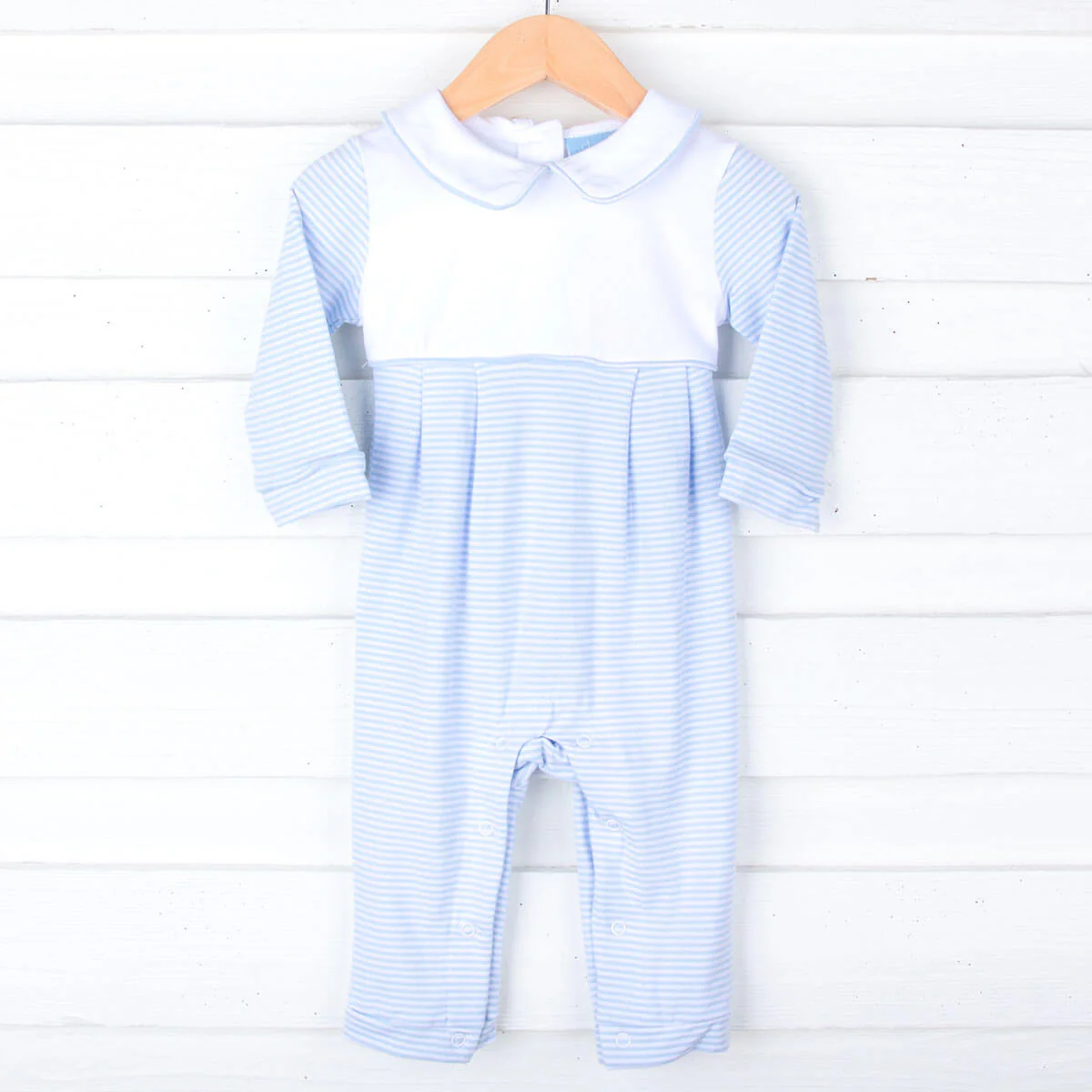 Light Blue and White Stripe Romper - Image 3