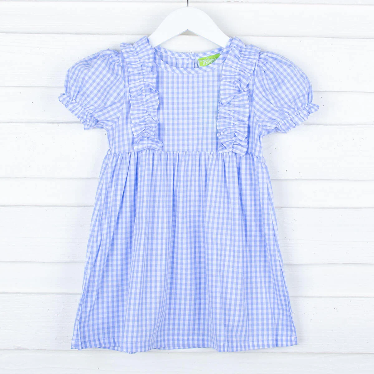 Light Blue Check Ruffle Dress - Image 5