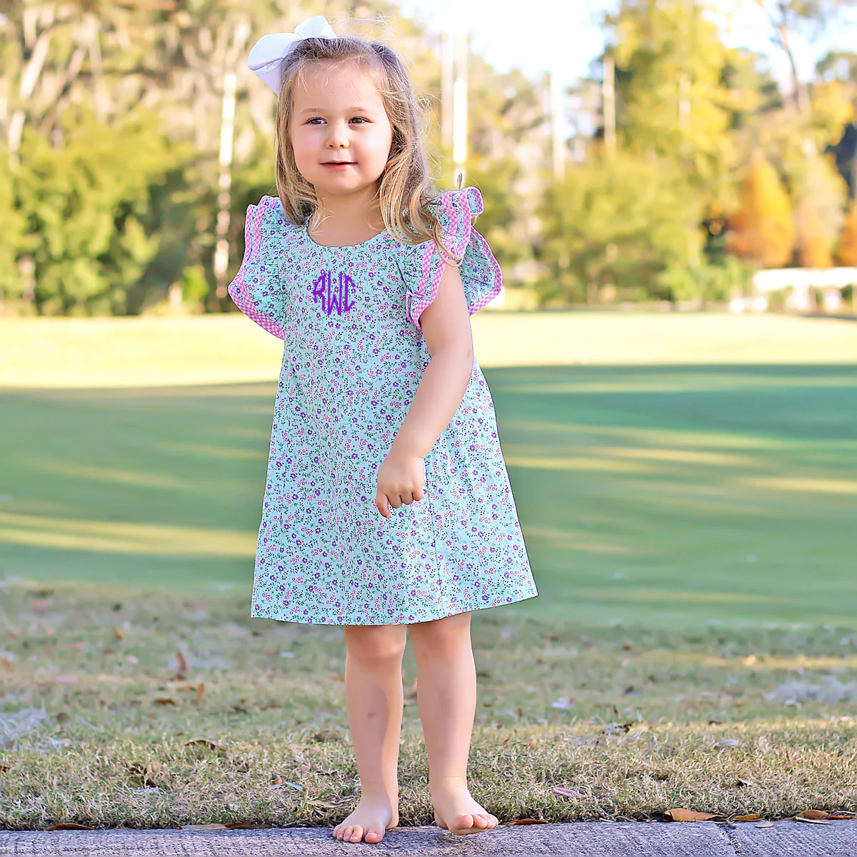 Light Blue Floral Ruffle Dress - Image 3