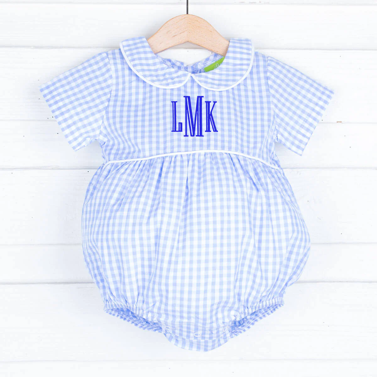 Light Blue Gingham Boy Bubble - Image 3