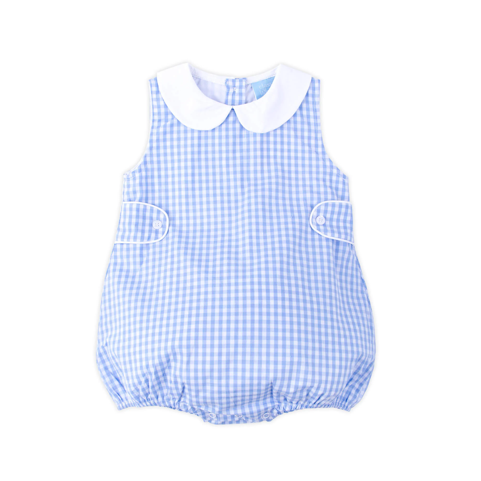 Light Blue Gingham Collared Sun Bubble - Image 3