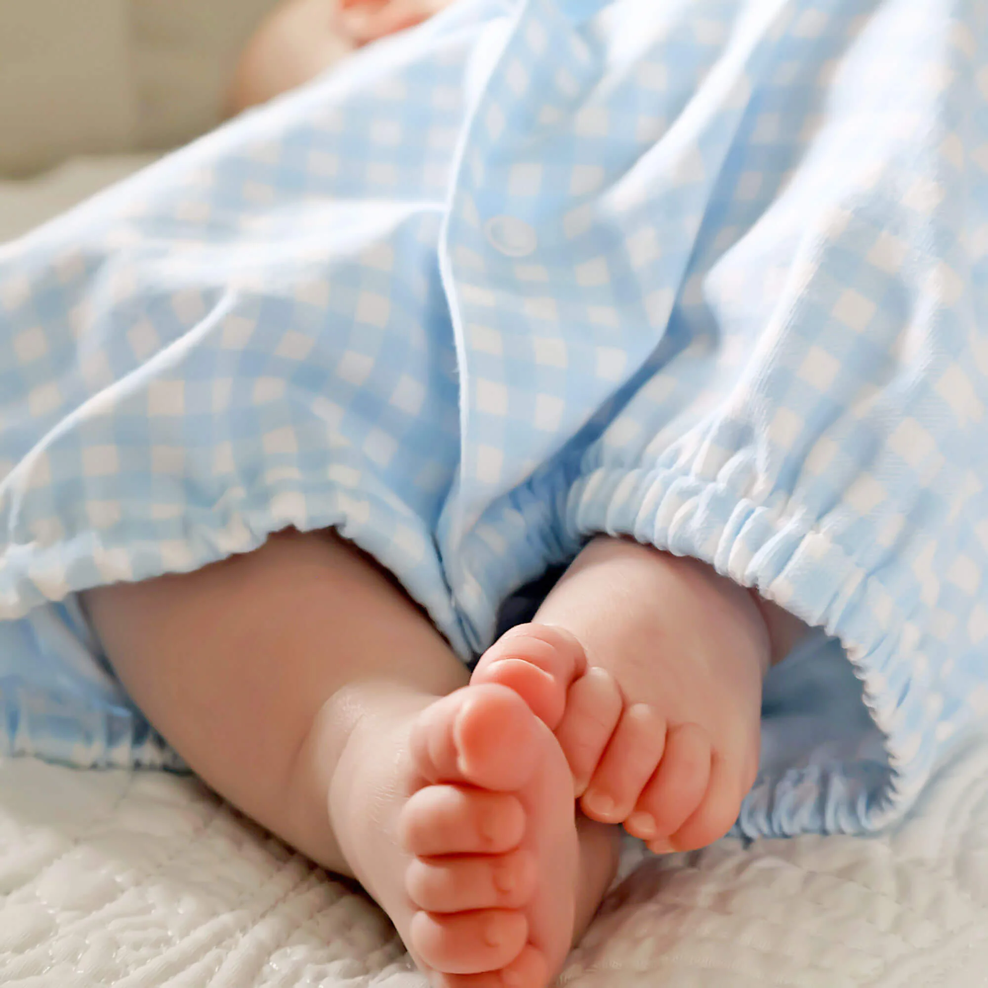 Light Blue Gingham Layette Gown - Image 2