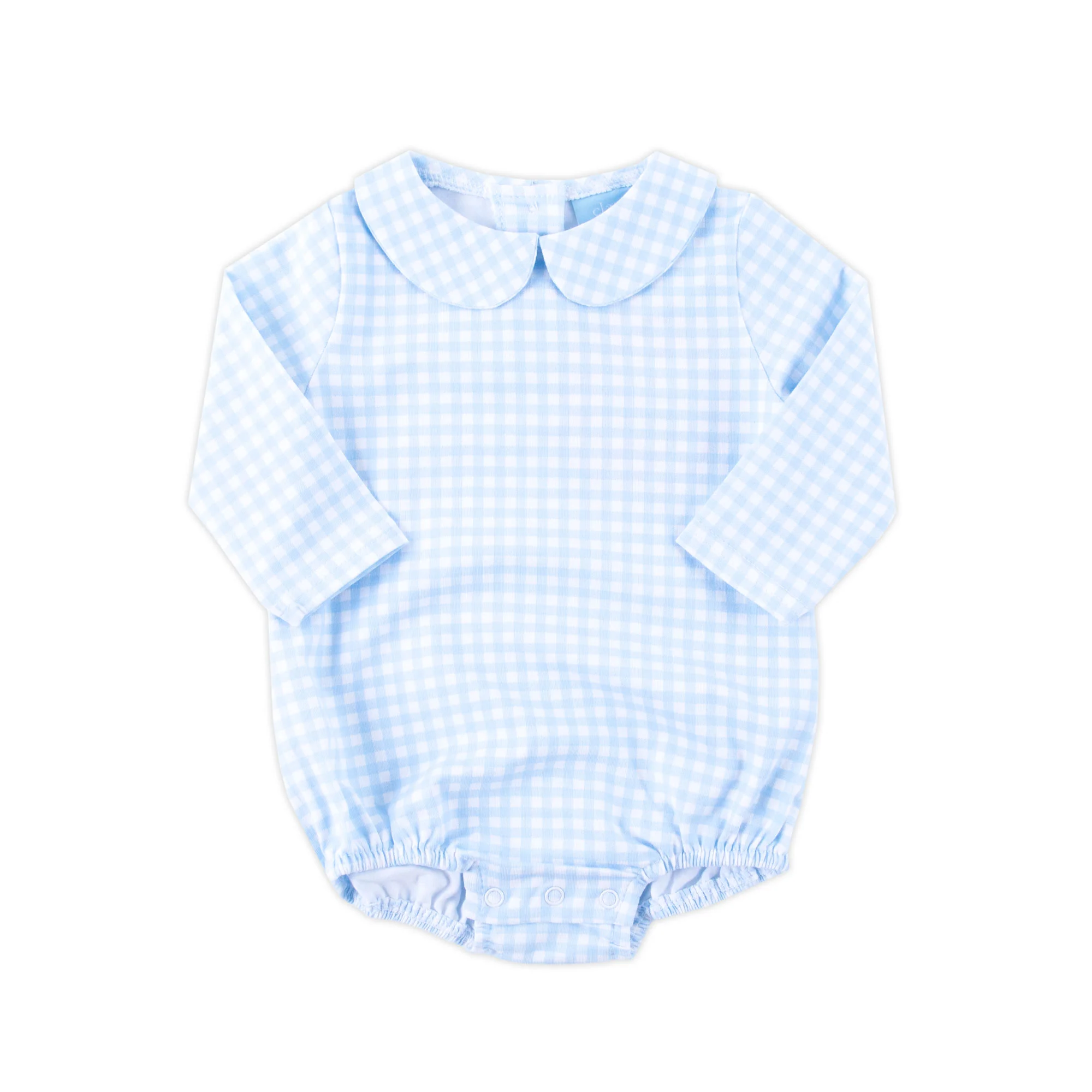 Light Blue Gingham Long Sleeve Bodysuit - Image 3