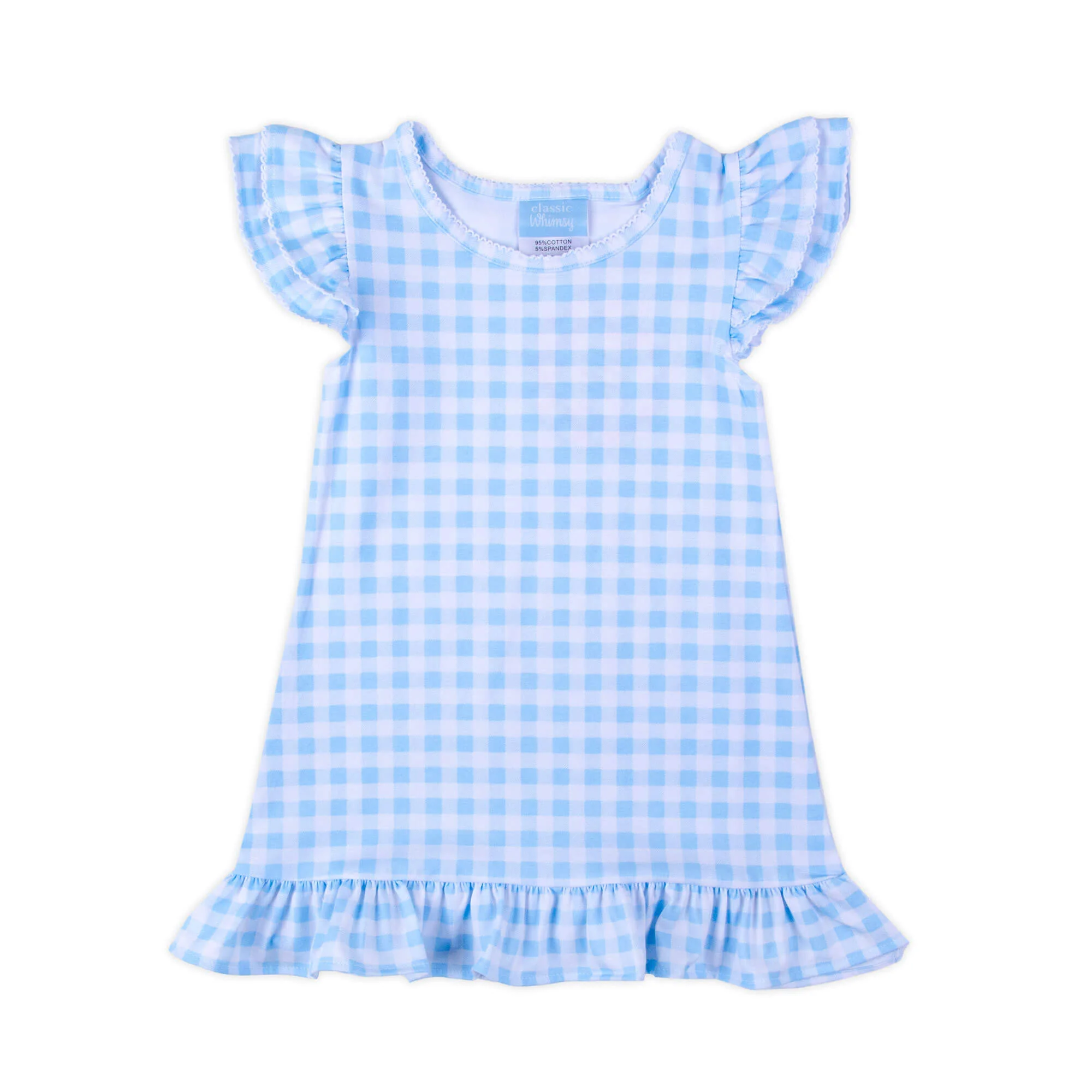 Milly Gingham Ruffle Dress Blue - Image 4