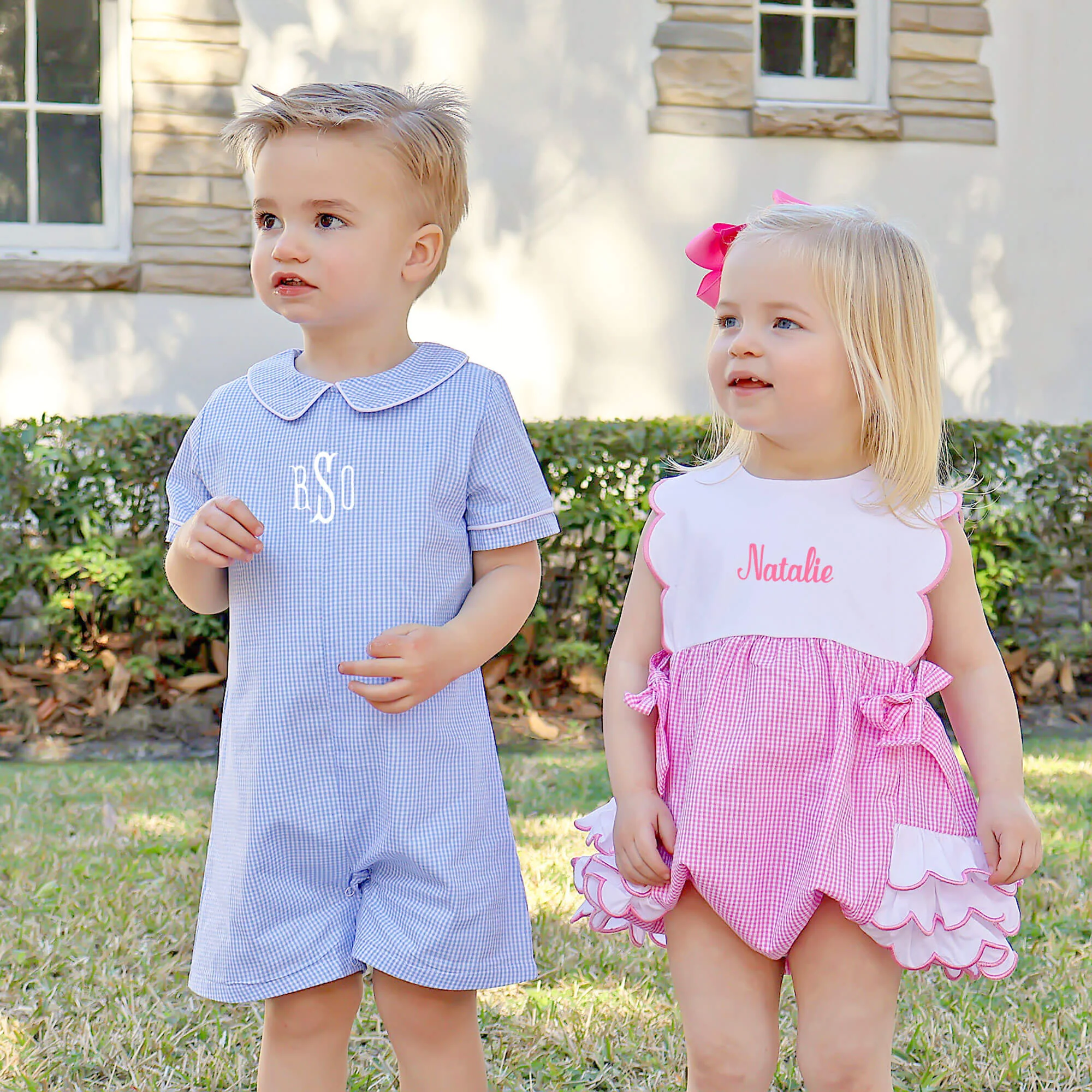 Light Blue Gingham Romper - Image 4