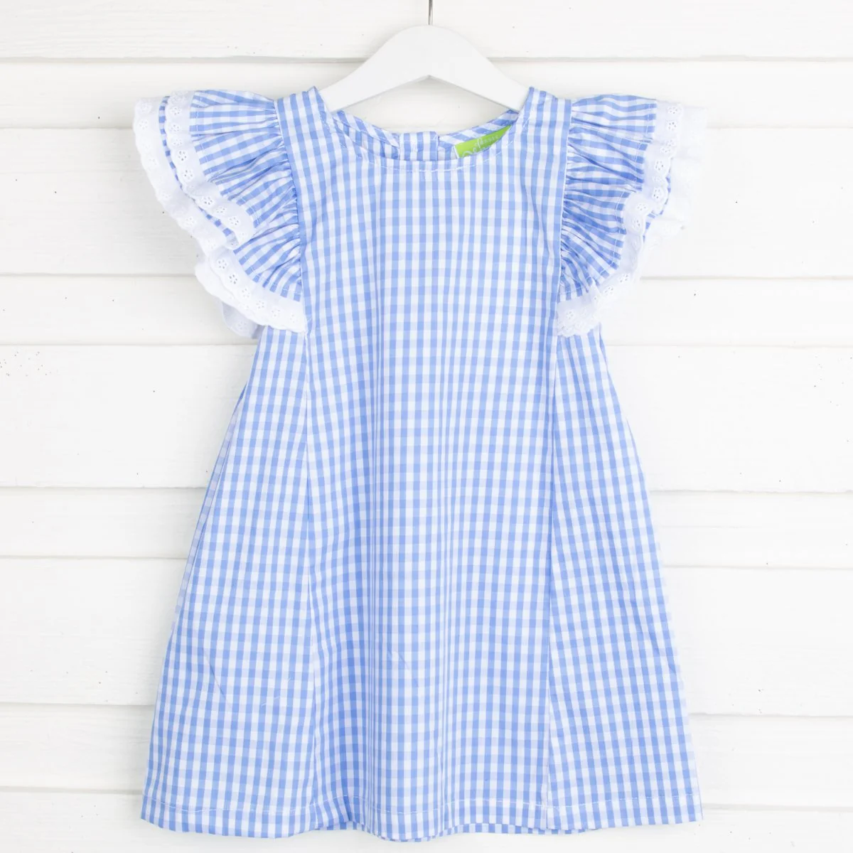 Light Blue Gingham Ruffle Dress - Image 2