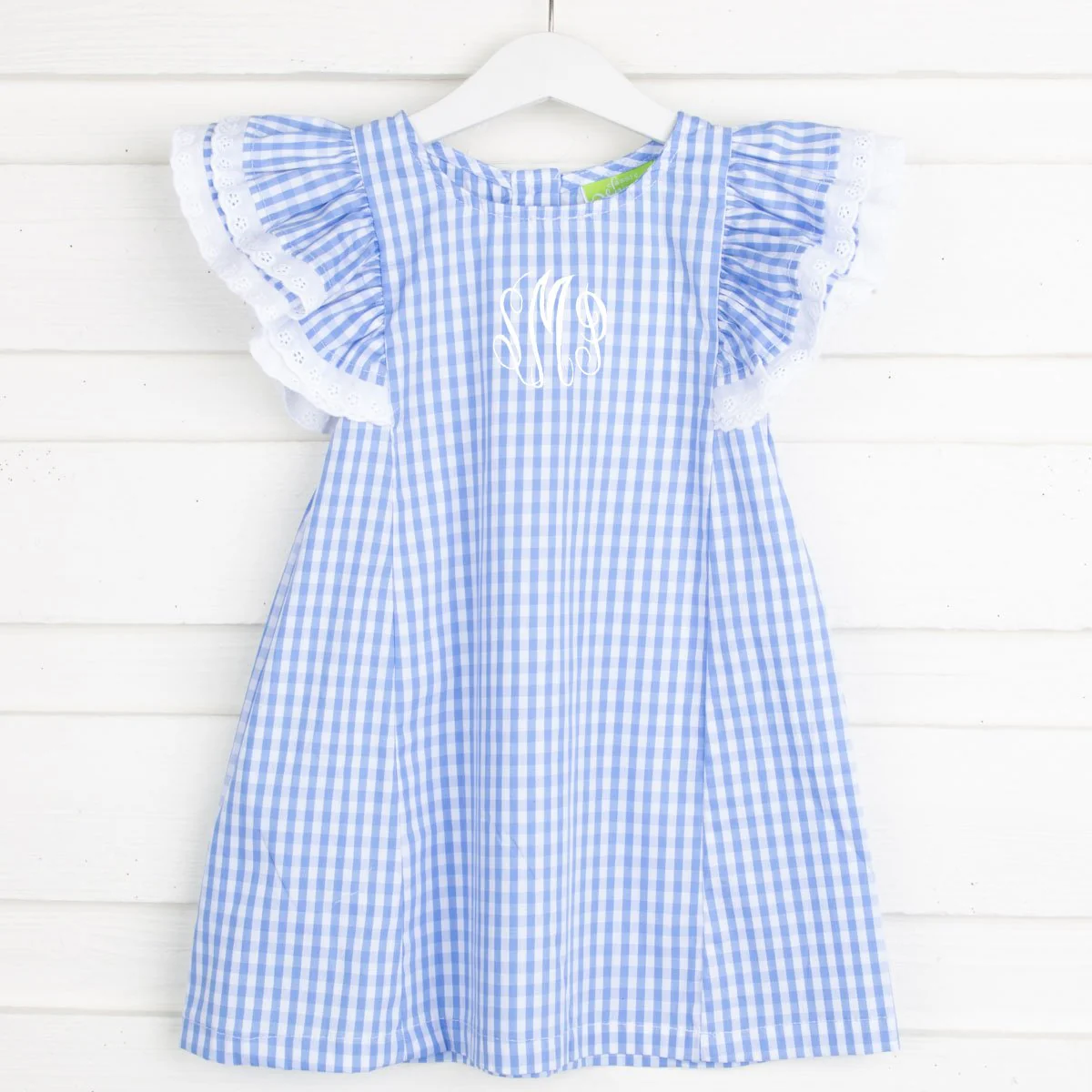 Light Blue Gingham Ruffle Dress - Image 5