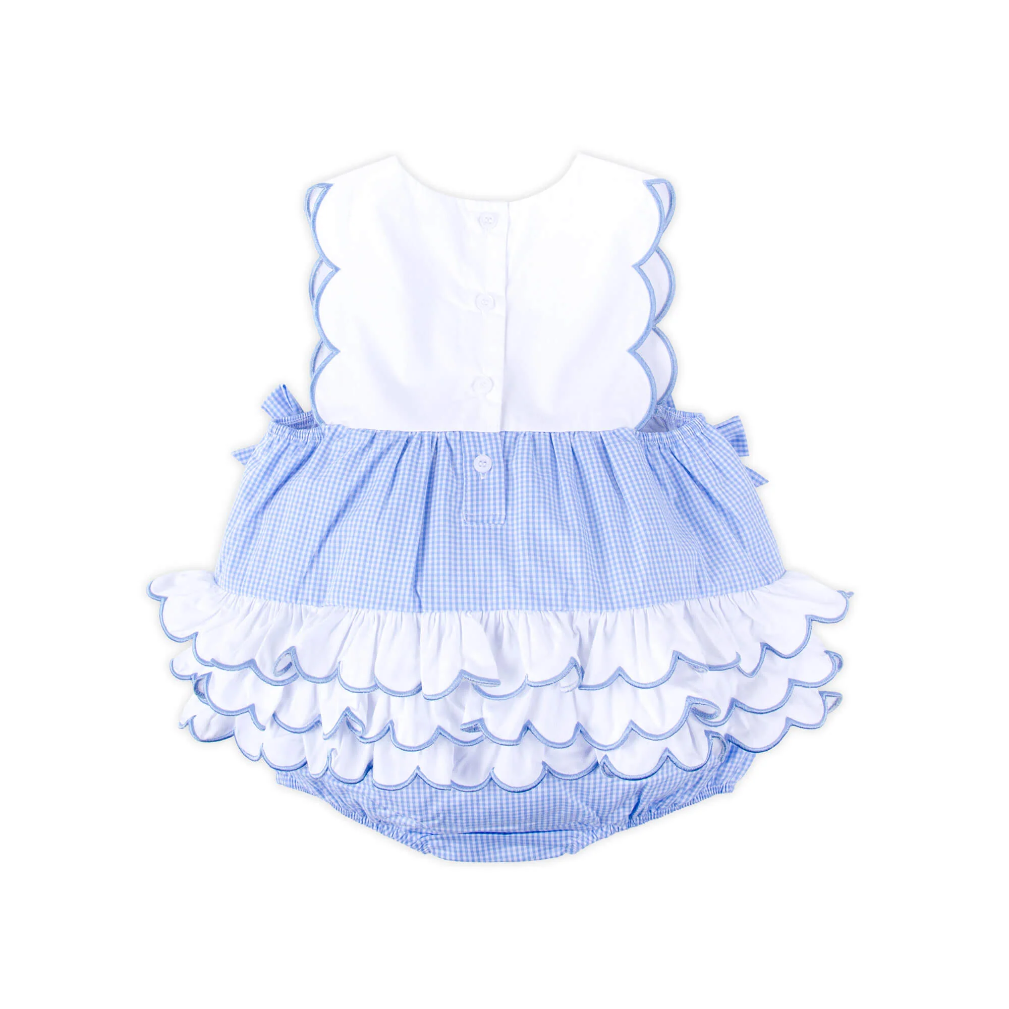 Light Blue Gingham Scalloped Bib Bubble - Image 2