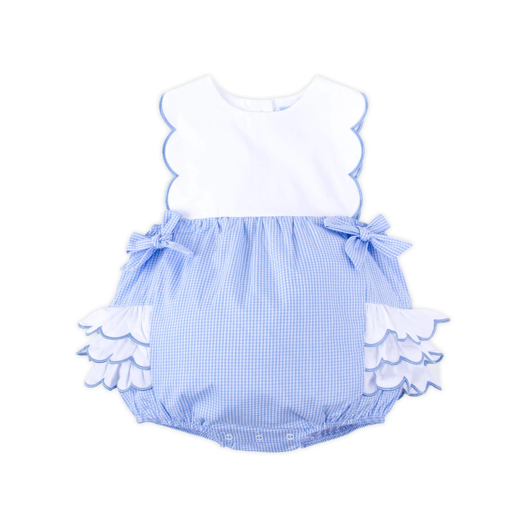 Light Blue Gingham Scalloped Bib Bubble - Image 3