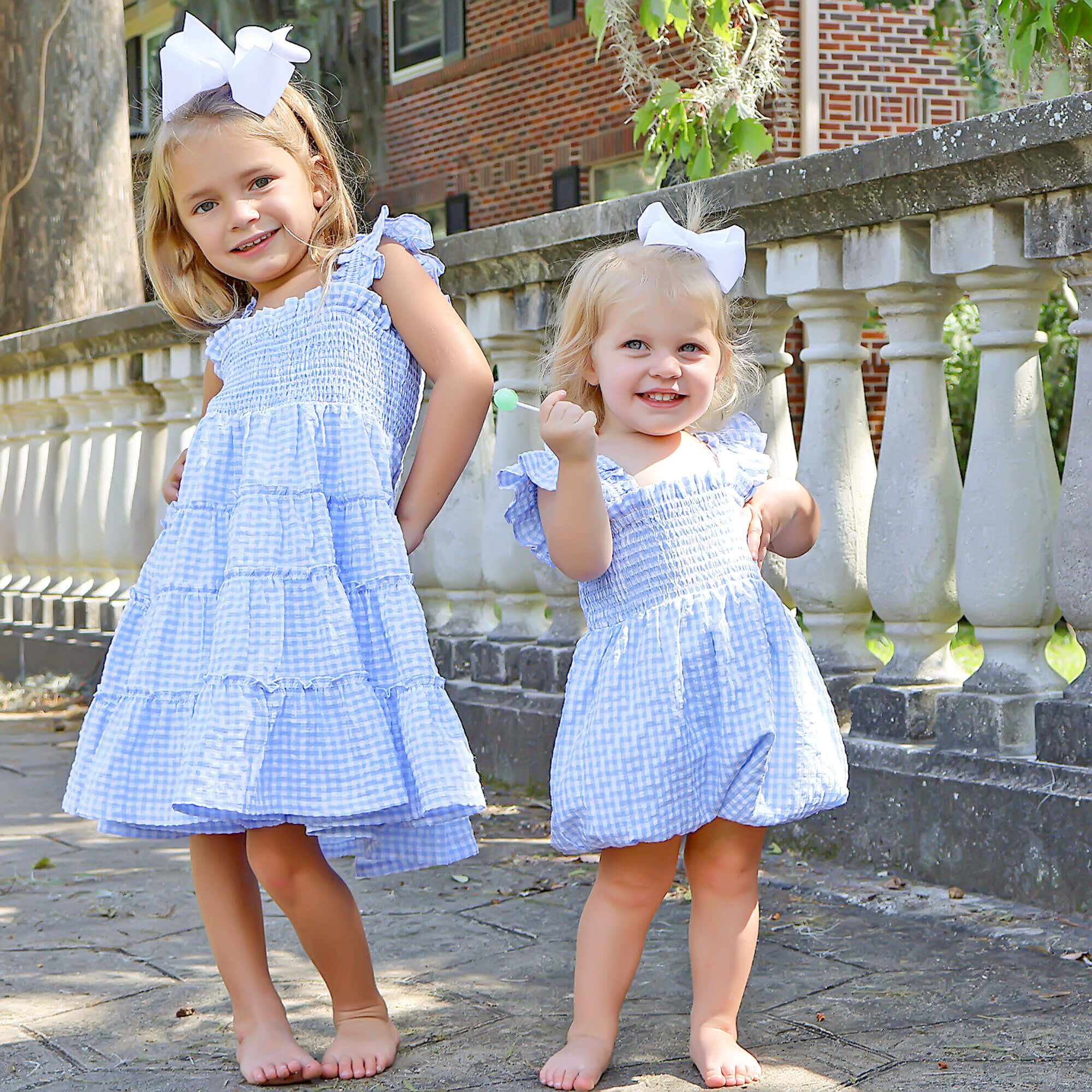 Light Blue Gingham Smocked Willow Dress - Image 5