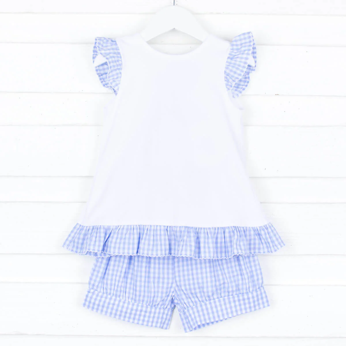 Light Blue Gingham Tie Back Short Set - Image 2