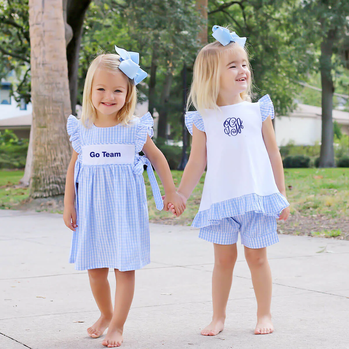 Light Blue Gingham Tie Back Short Set - Image 6