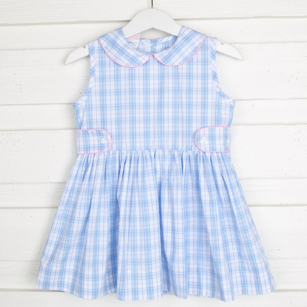 Light Blue Plaid Tab Dress - Image 2