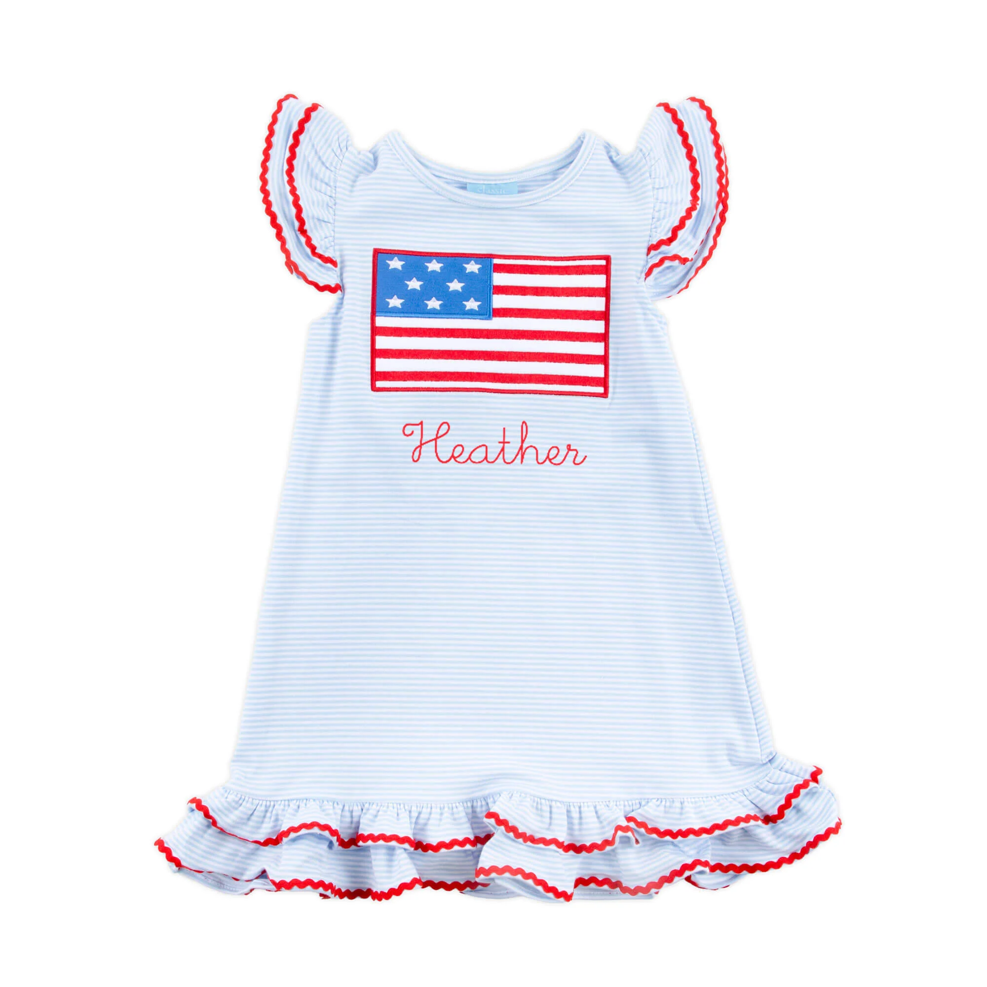 Flag Applique Light Blue Stripe Milly Dress - Image 2