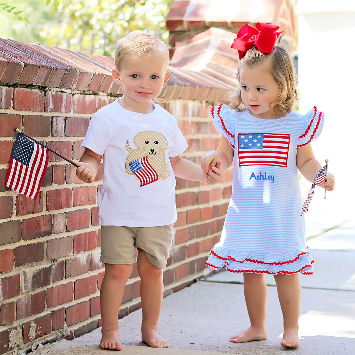 Flag Applique Light Blue Stripe Milly Dress - Image 4