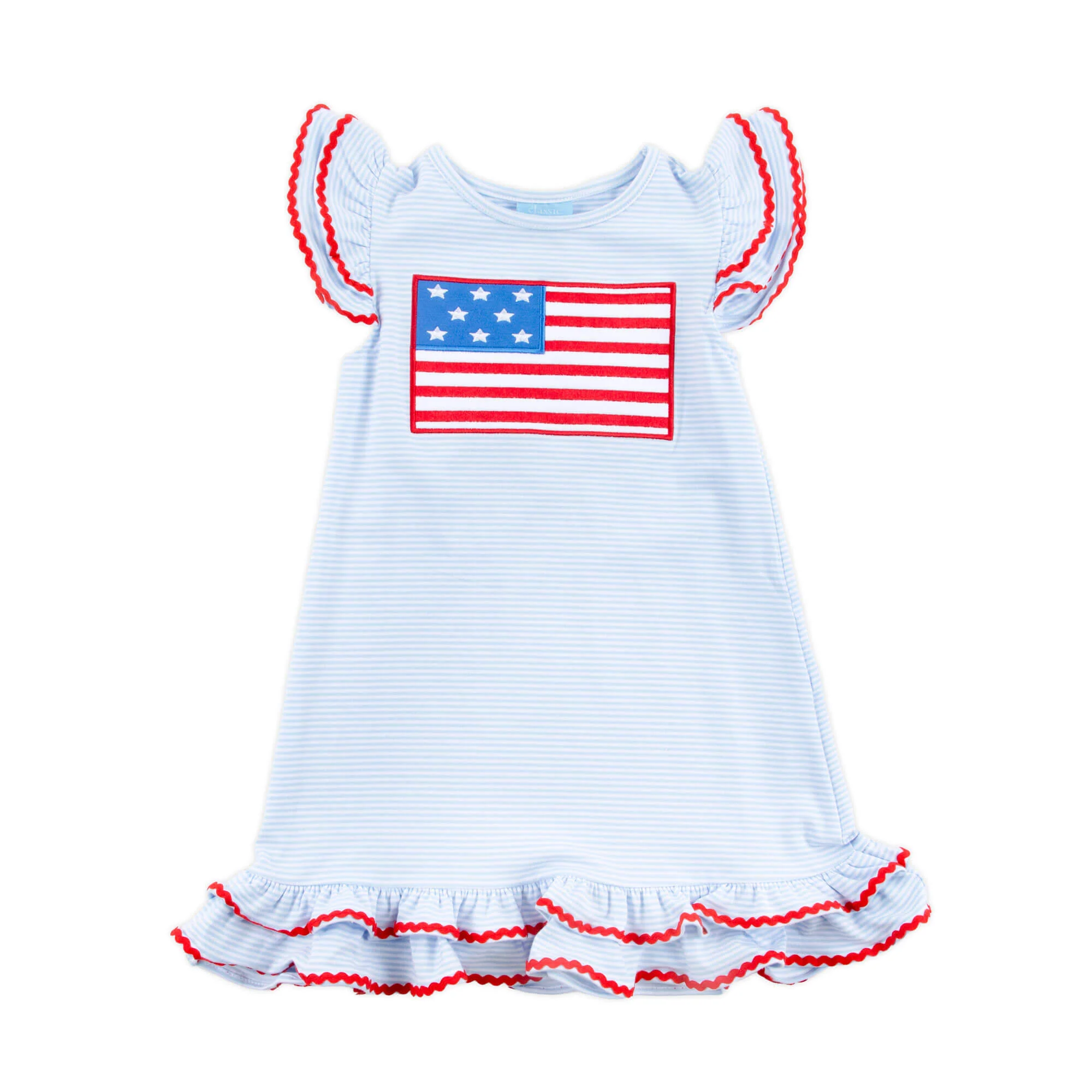 Flag Applique Light Blue Stripe Milly Dress - Image 5