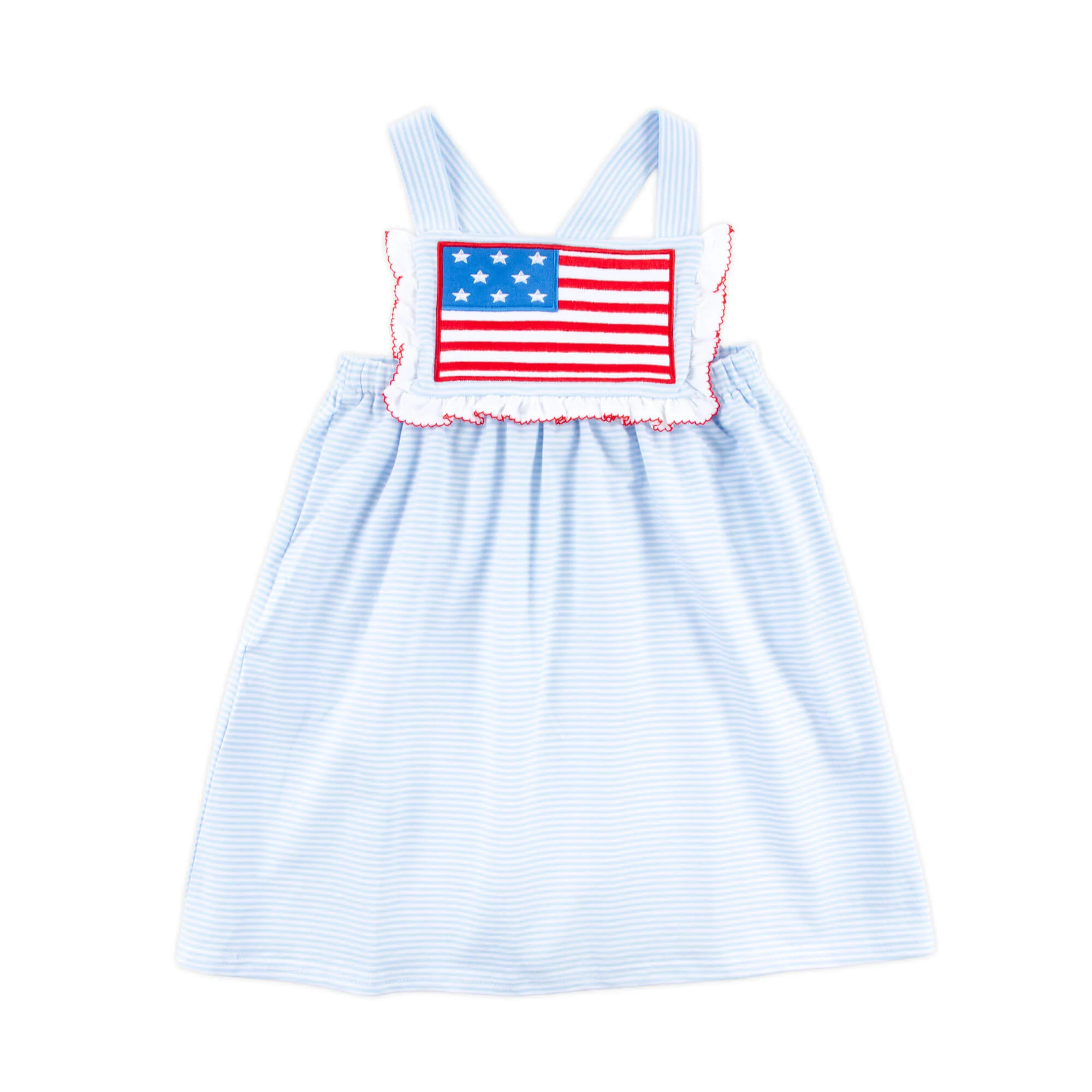 Flag Applique Light Blue Stripe Mia Dress - Image 2