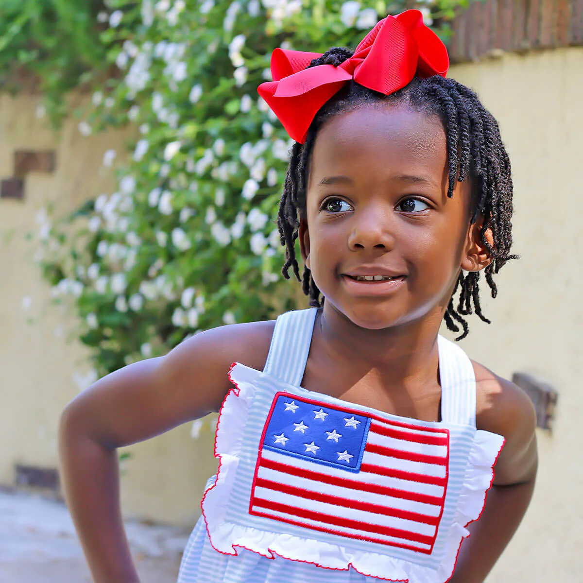 Flag Applique Light Blue Stripe Mia Dress - Image 3