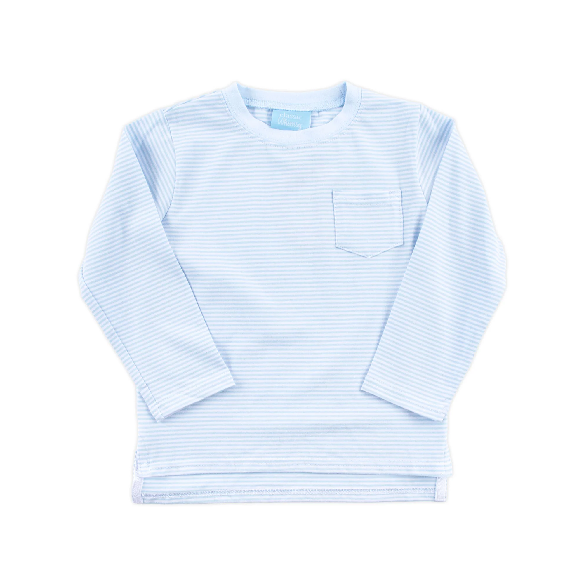 Light Blue Stripe Long Sleeve Pocket Shirt - Image 2