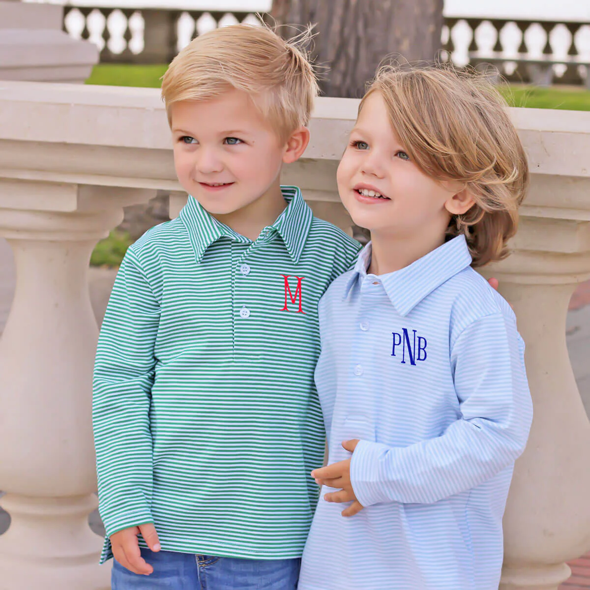 Light Blue Stripe Long Sleeve Polo - Image 4