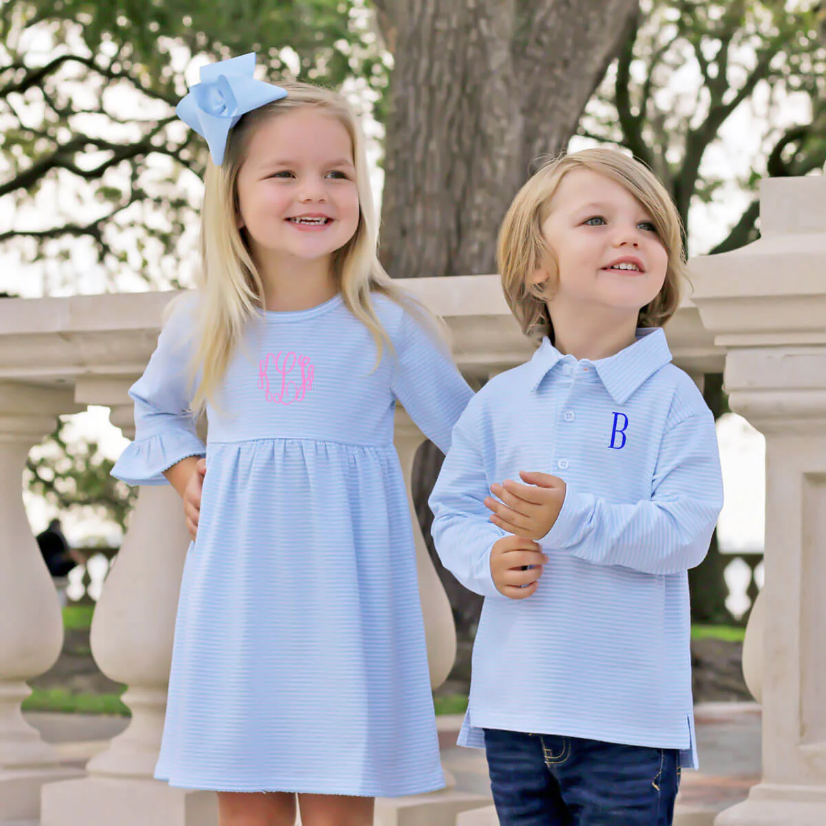 Light Blue Stripe Long Sleeve Polo - Image 5