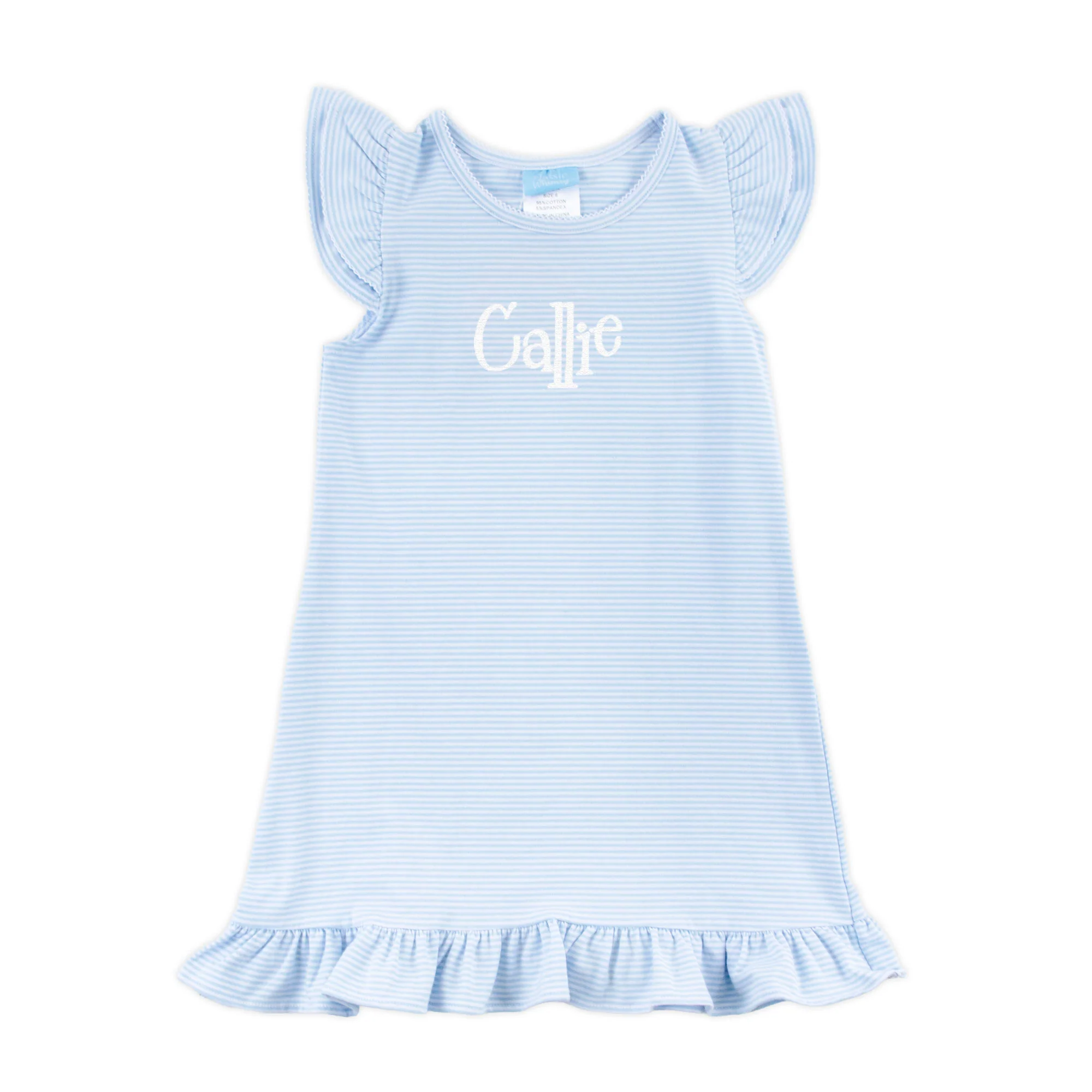 Milly Stripe Ruffle Dress Light Blue - Image 2