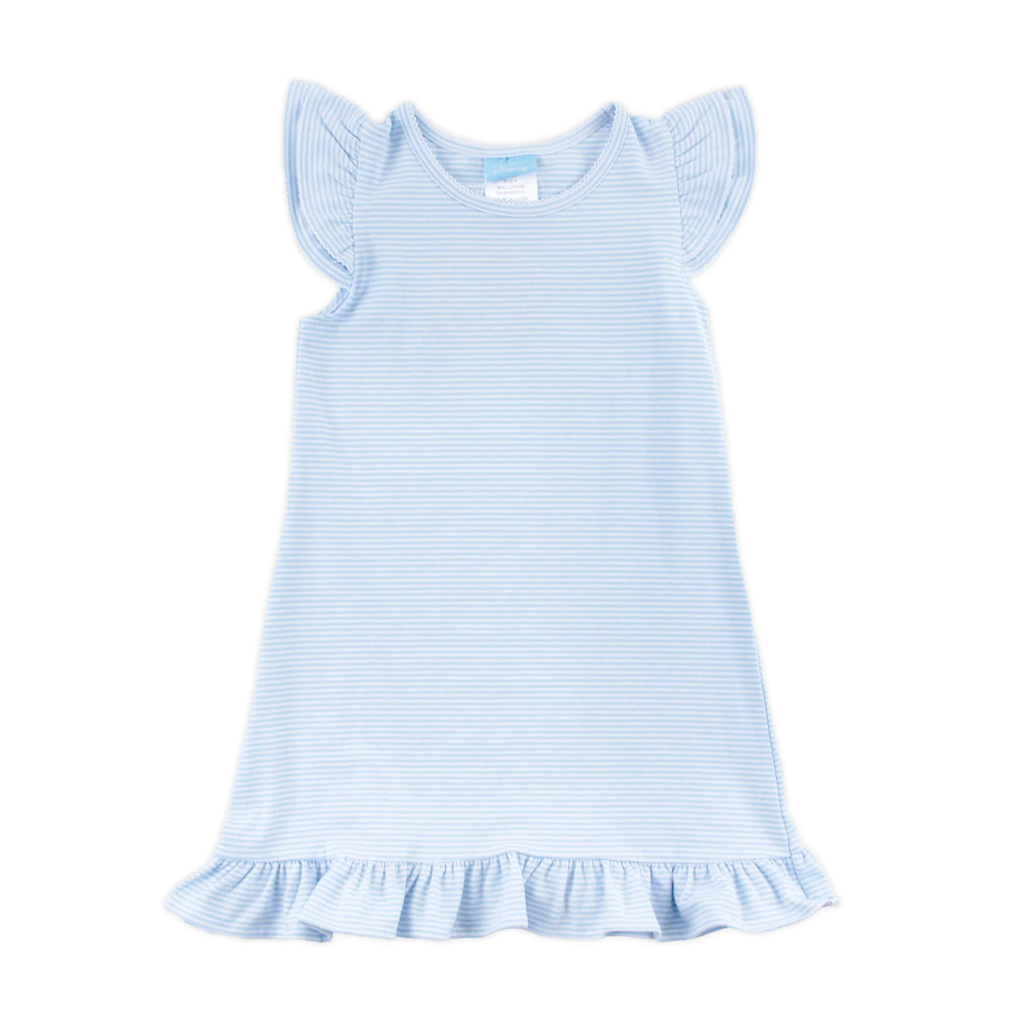 Milly Stripe Ruffle Dress Light Blue - Image 4