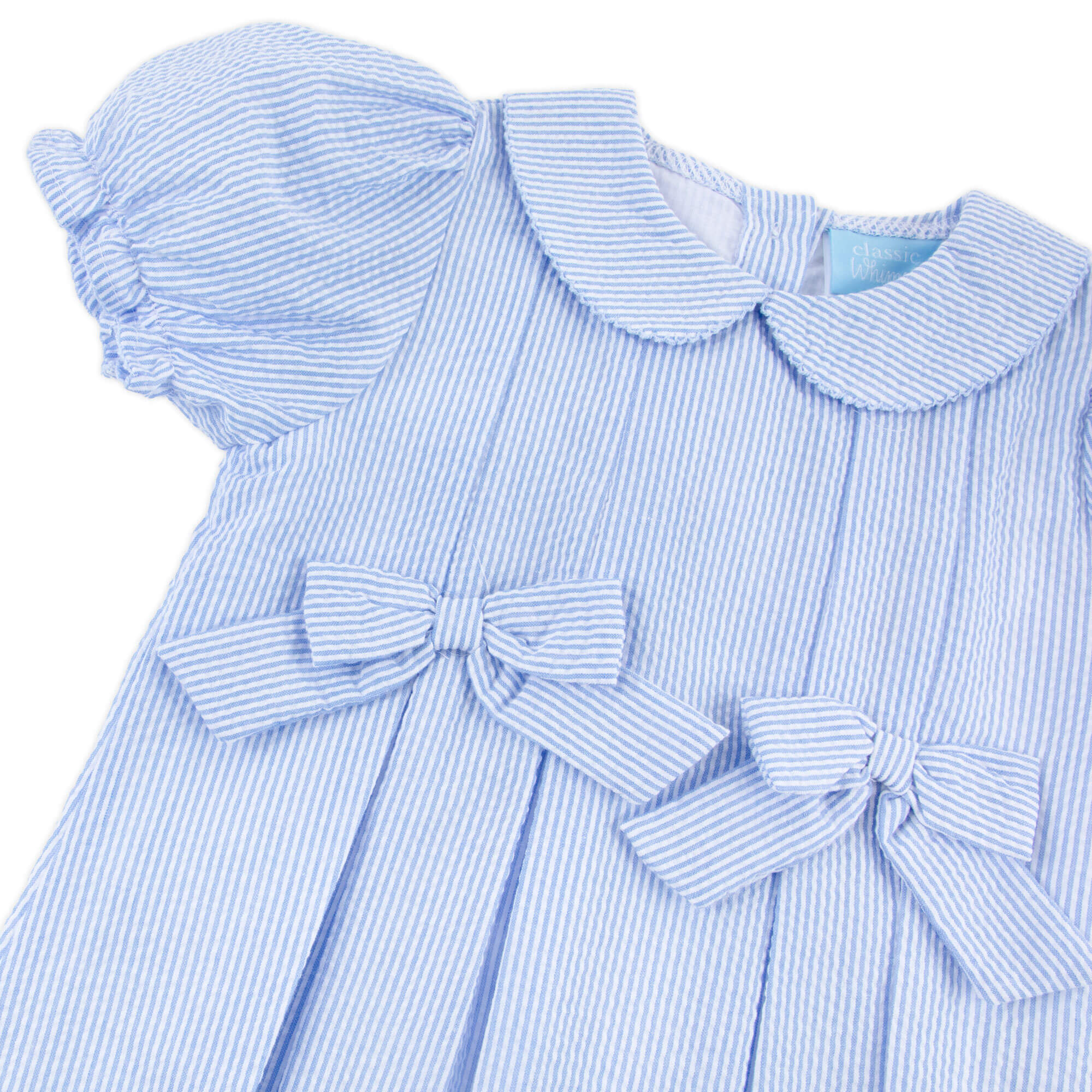 French Blue Stripe Seersucker Molly Dress - Image 2