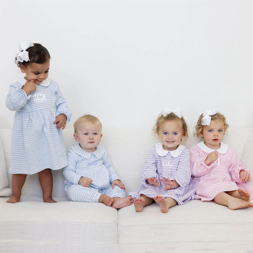 French Blue Riley Stripe Knit Long Sleeve Dress - Image 4